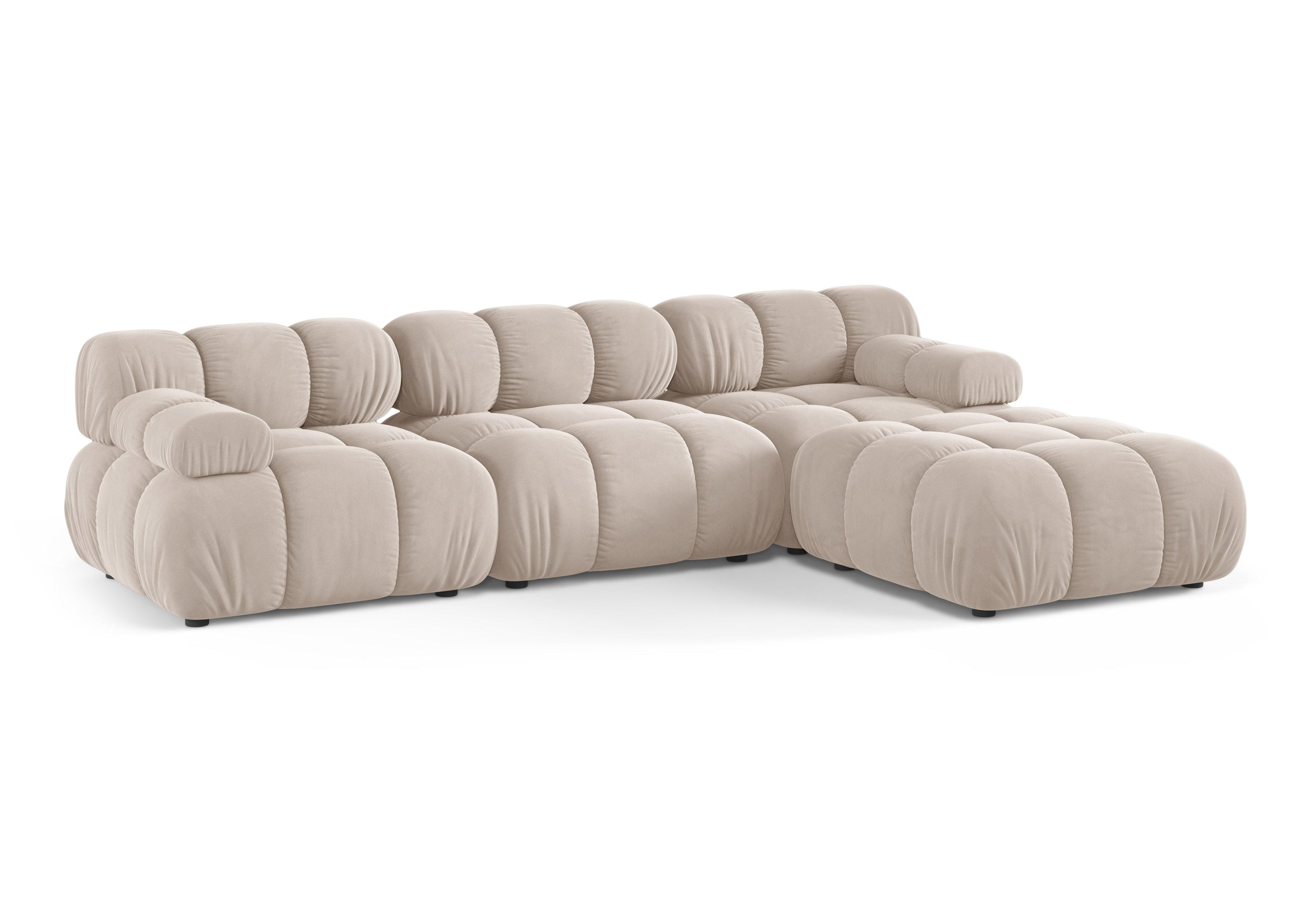 Universal Corner Sofa BELLIS Light Beige Velvet