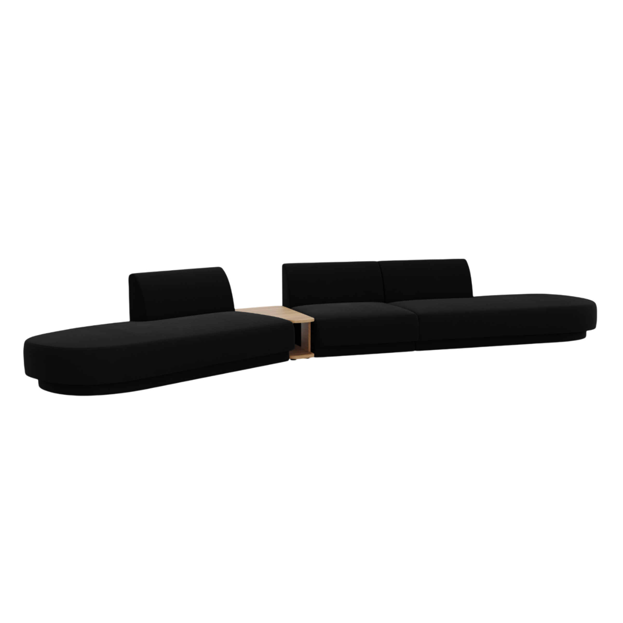 Modulares Sofa links mit Tisch für 5 Personen aus Samt MILEY schwarz