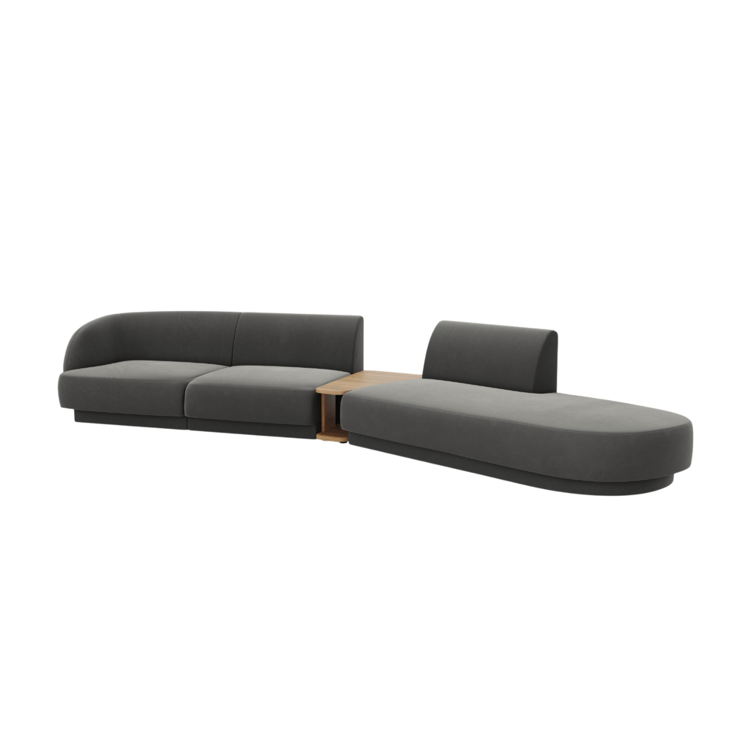 Modularsofa mit Tisch, 4-Sitzer, Samt MILEY, hellgrau