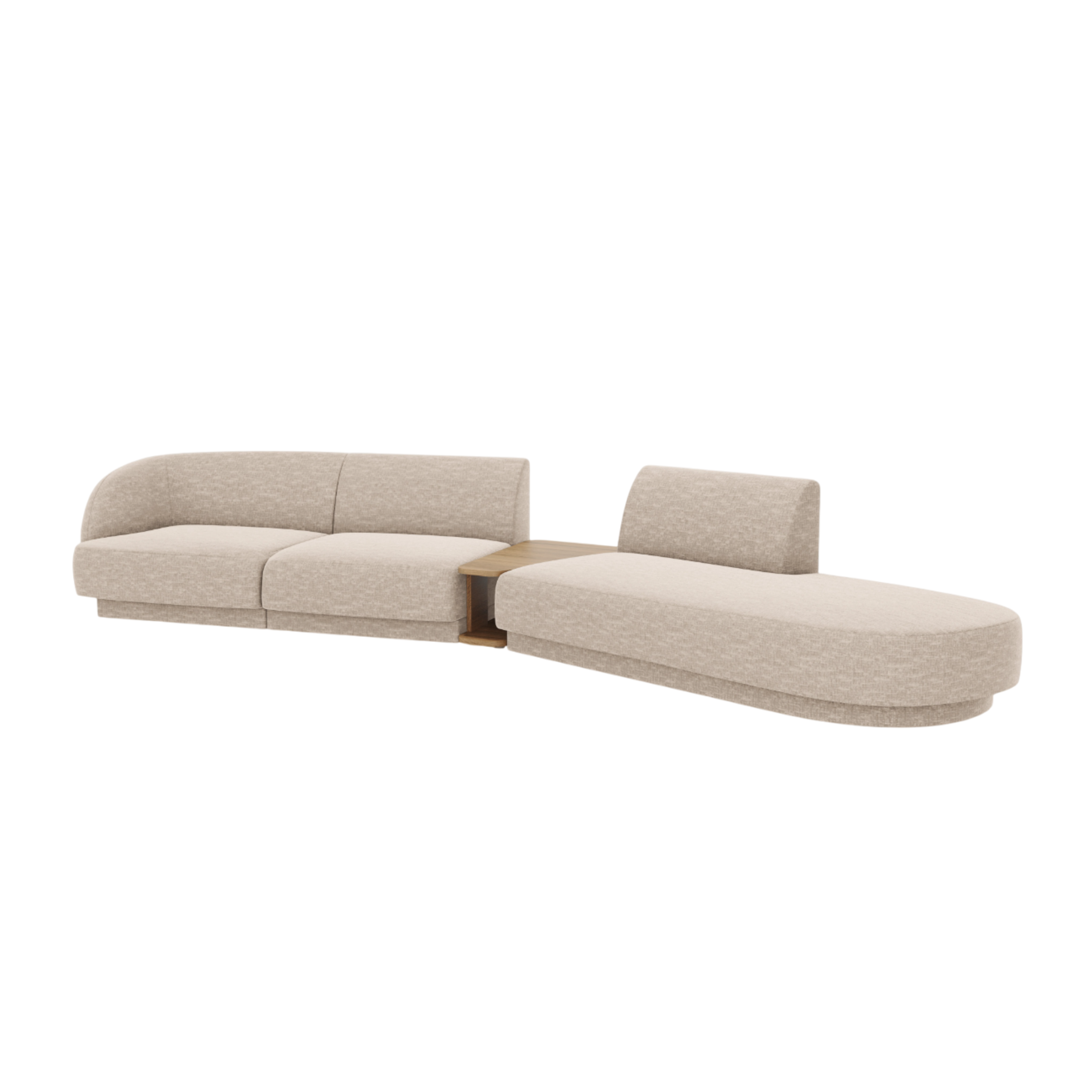 Modulares Sofa mit Tisch, 4-Sitzer, MILEY, beige, schimmernder Chenille