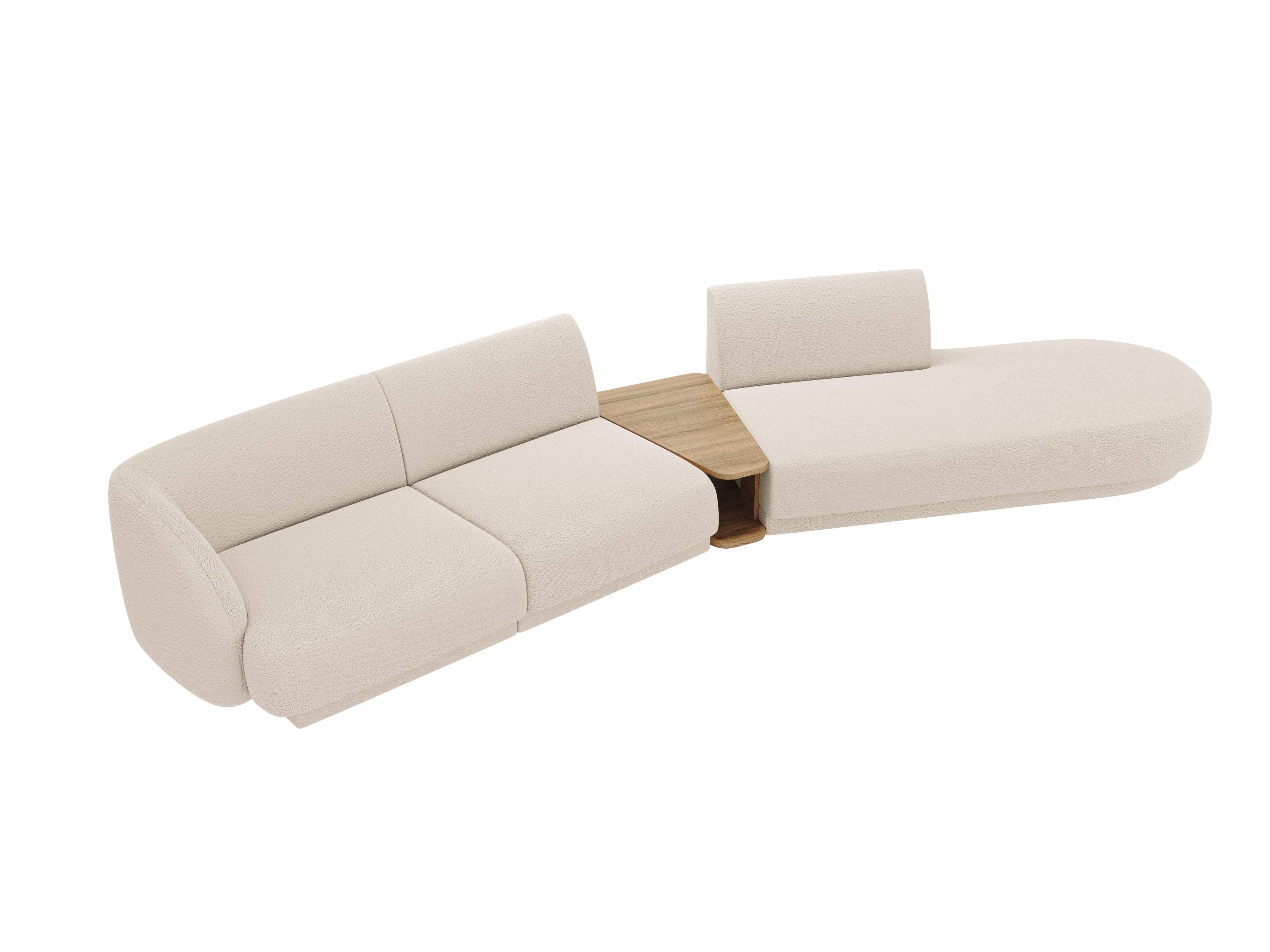 Modular Sofa mit Tisch, 4-Sitzer, rechtsseitig, MILEY, beige Boucle