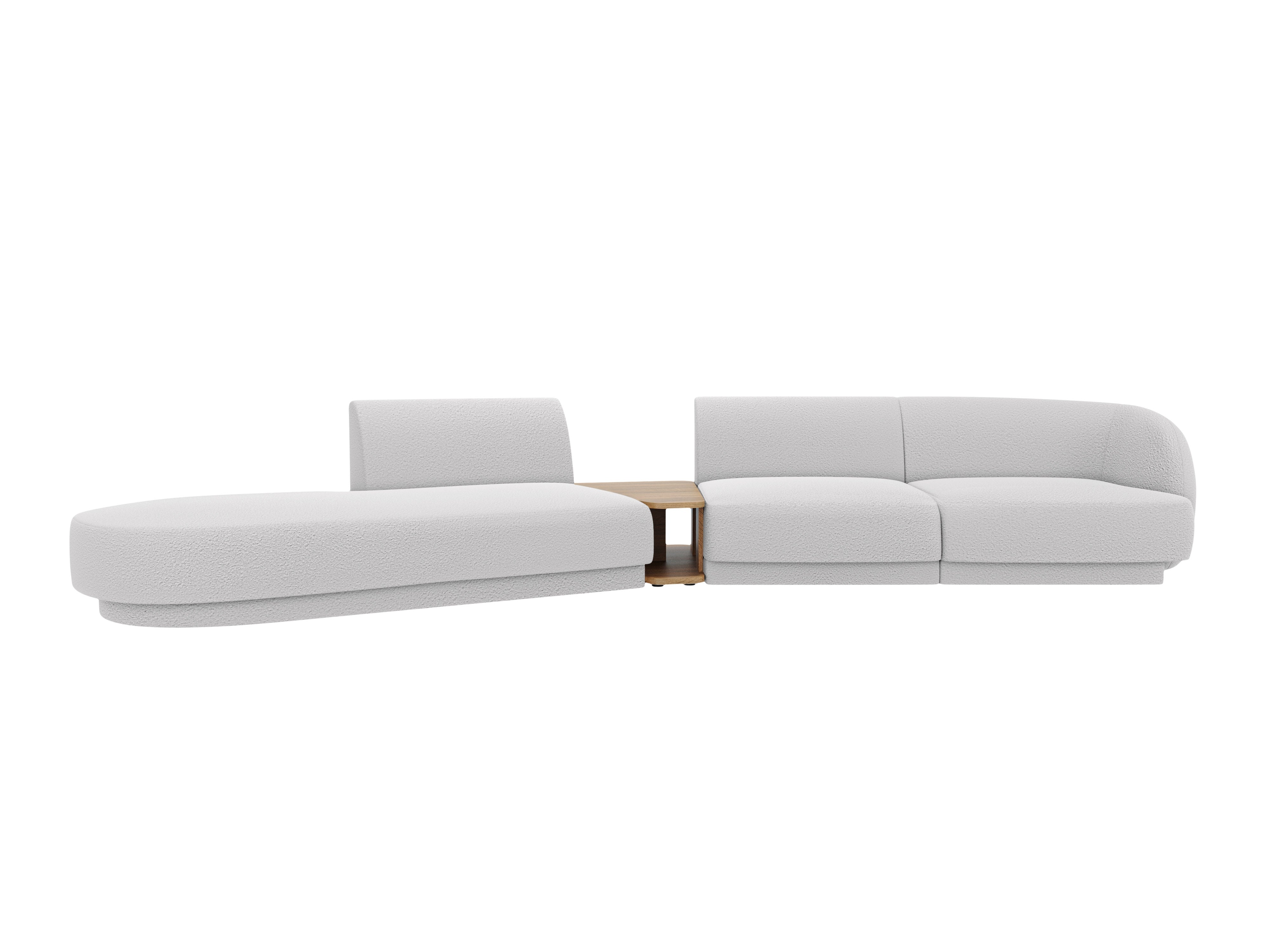 Left-facing modular sofa with table for 4 people MILEY light gray boucle