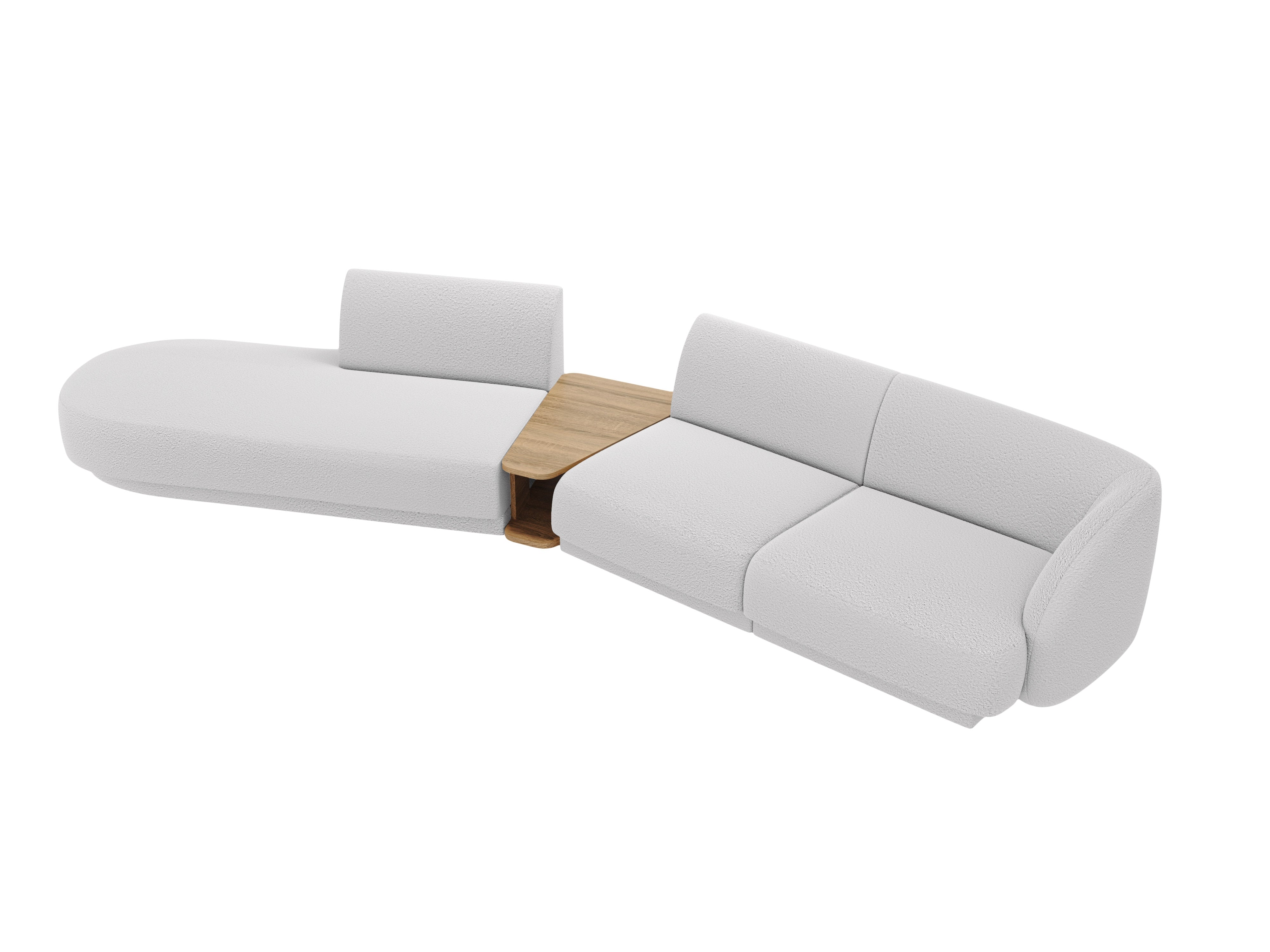 Left-facing modular sofa with table for 4 people MILEY light gray boucle