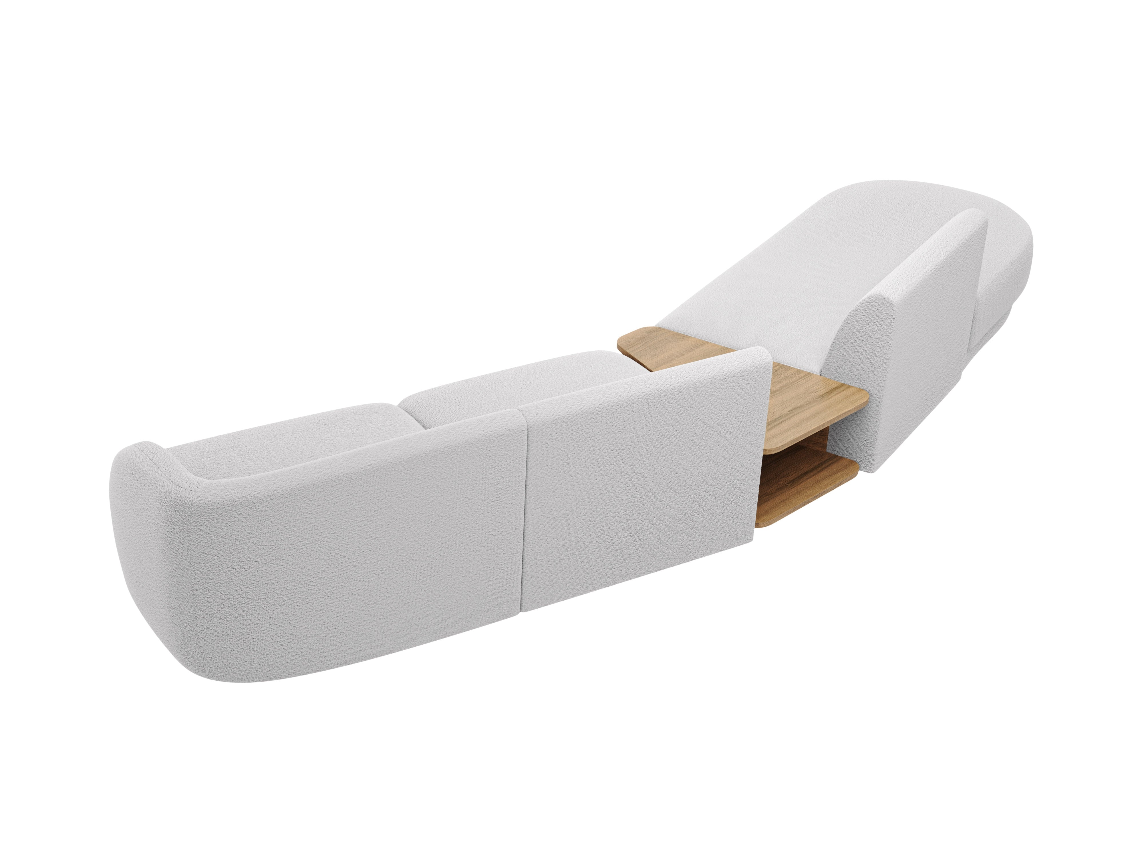 Left-facing modular sofa with table for 4 people MILEY light gray boucle