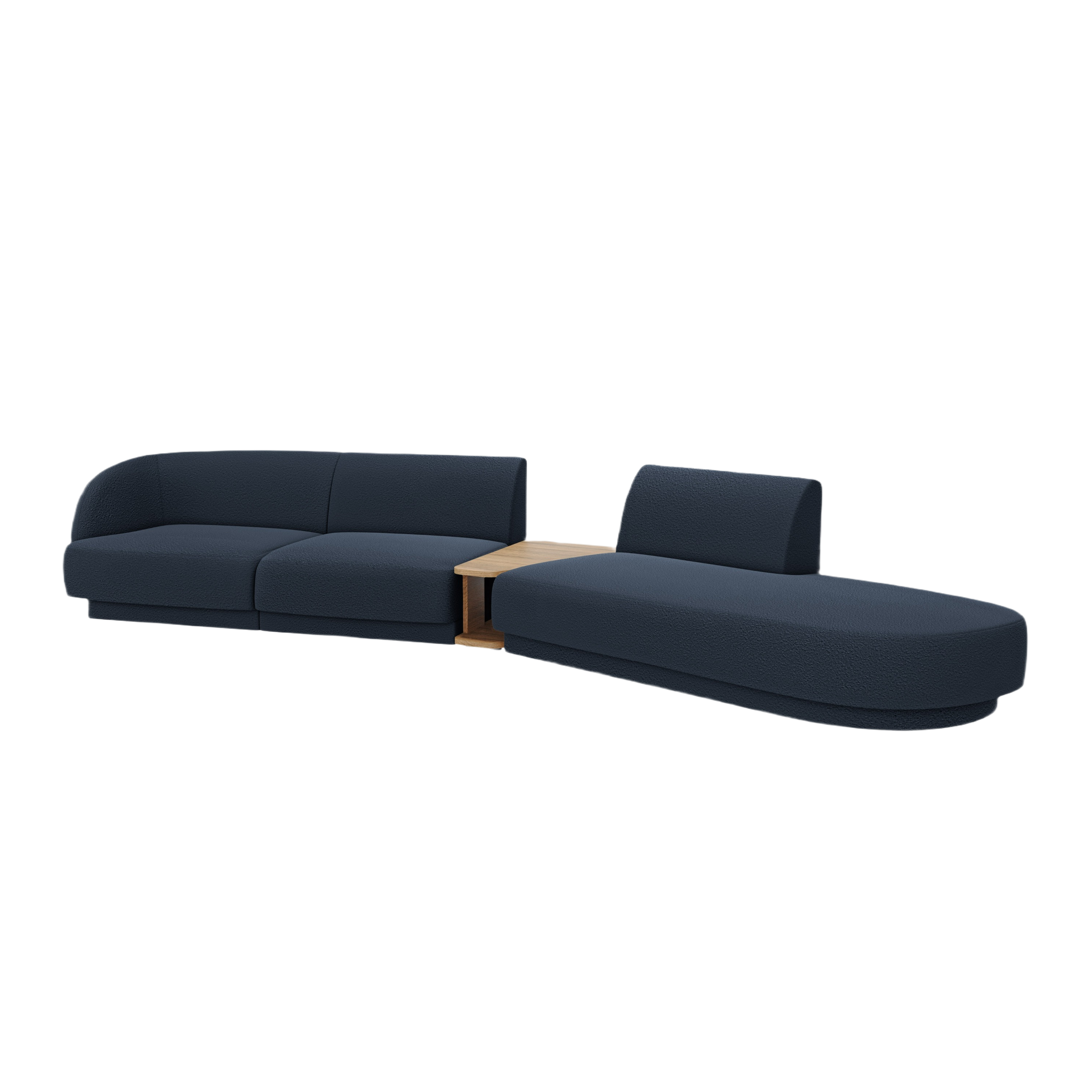 Modulares Sofa mit Tisch, 4-Sitzer, rechtsseitig, MILEY, dunkelblaues Boucle