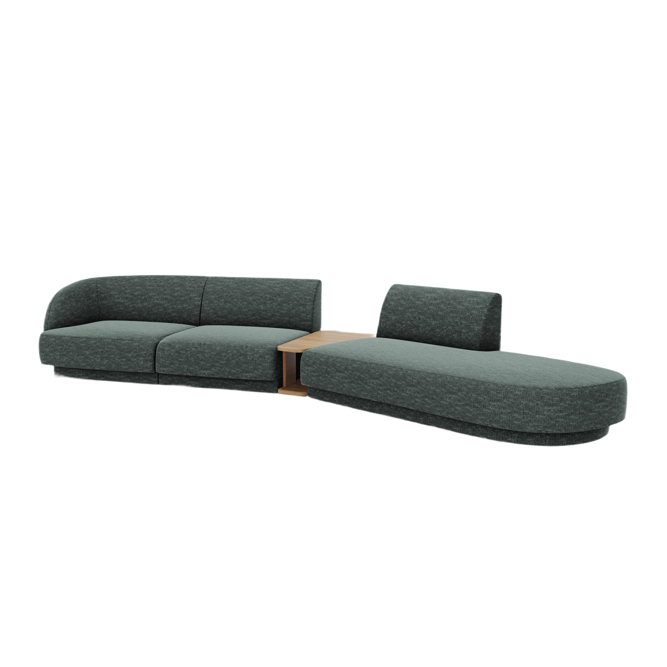 Modulares Sofa mit Tisch, 4-Sitzer MILEY petrol, samtig
