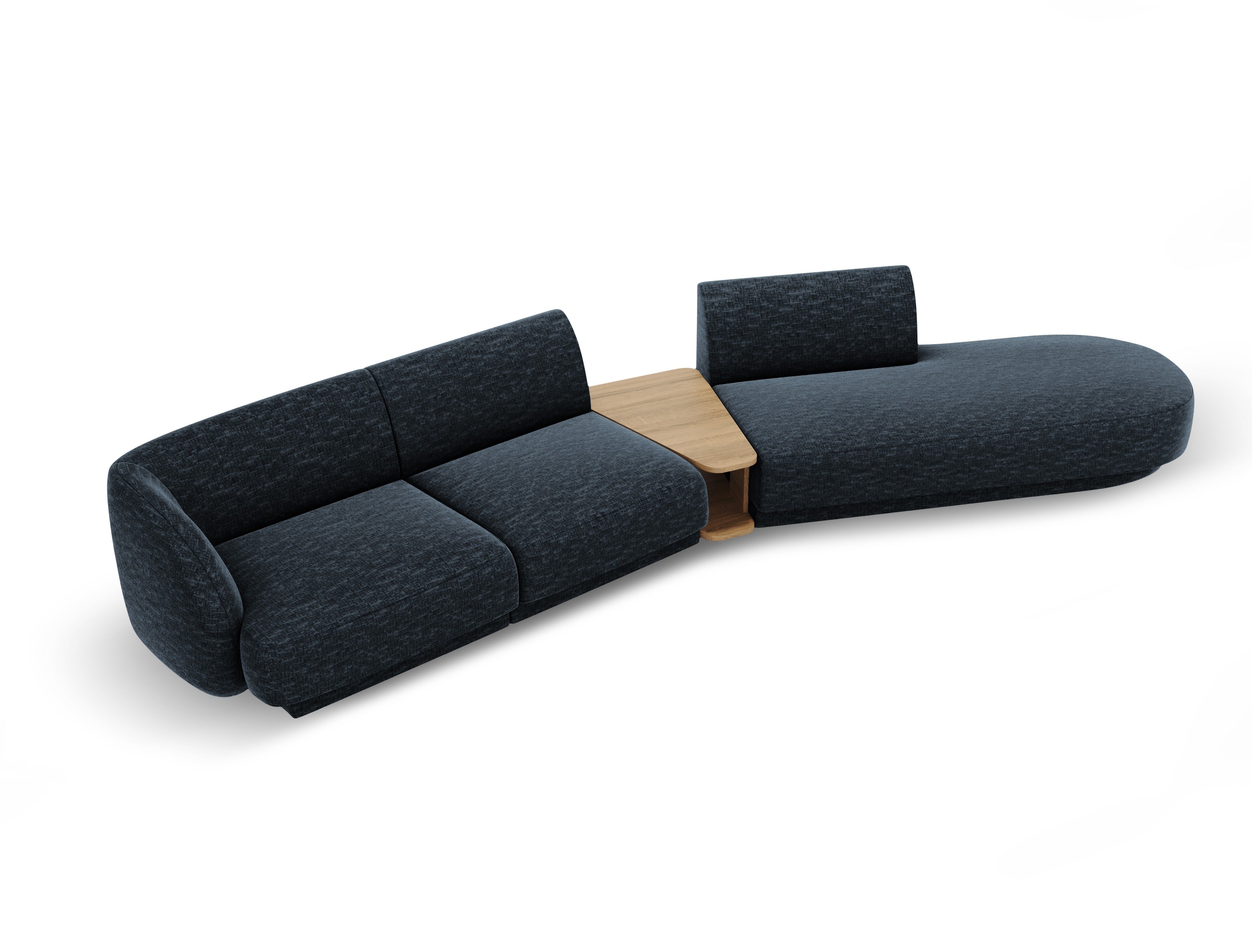 Modulares Sofa mit Tisch, 4-Sitzer, rechtsseitig, MILEY, königsblau, schimmernder Chenille