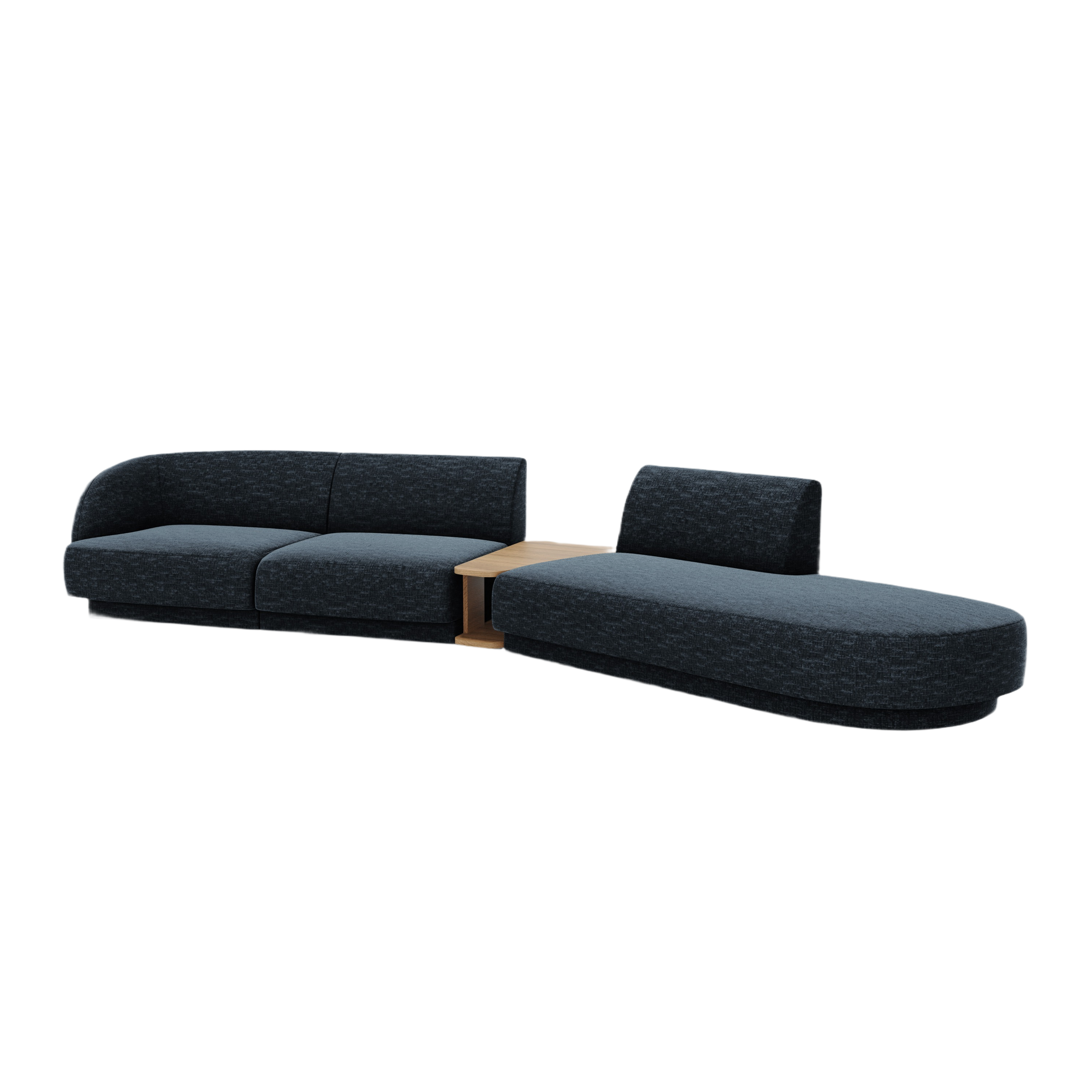 Modulares Sofa mit Tisch, 4-Sitzer, rechtsseitig, MILEY, königsblau, schimmernder Chenille