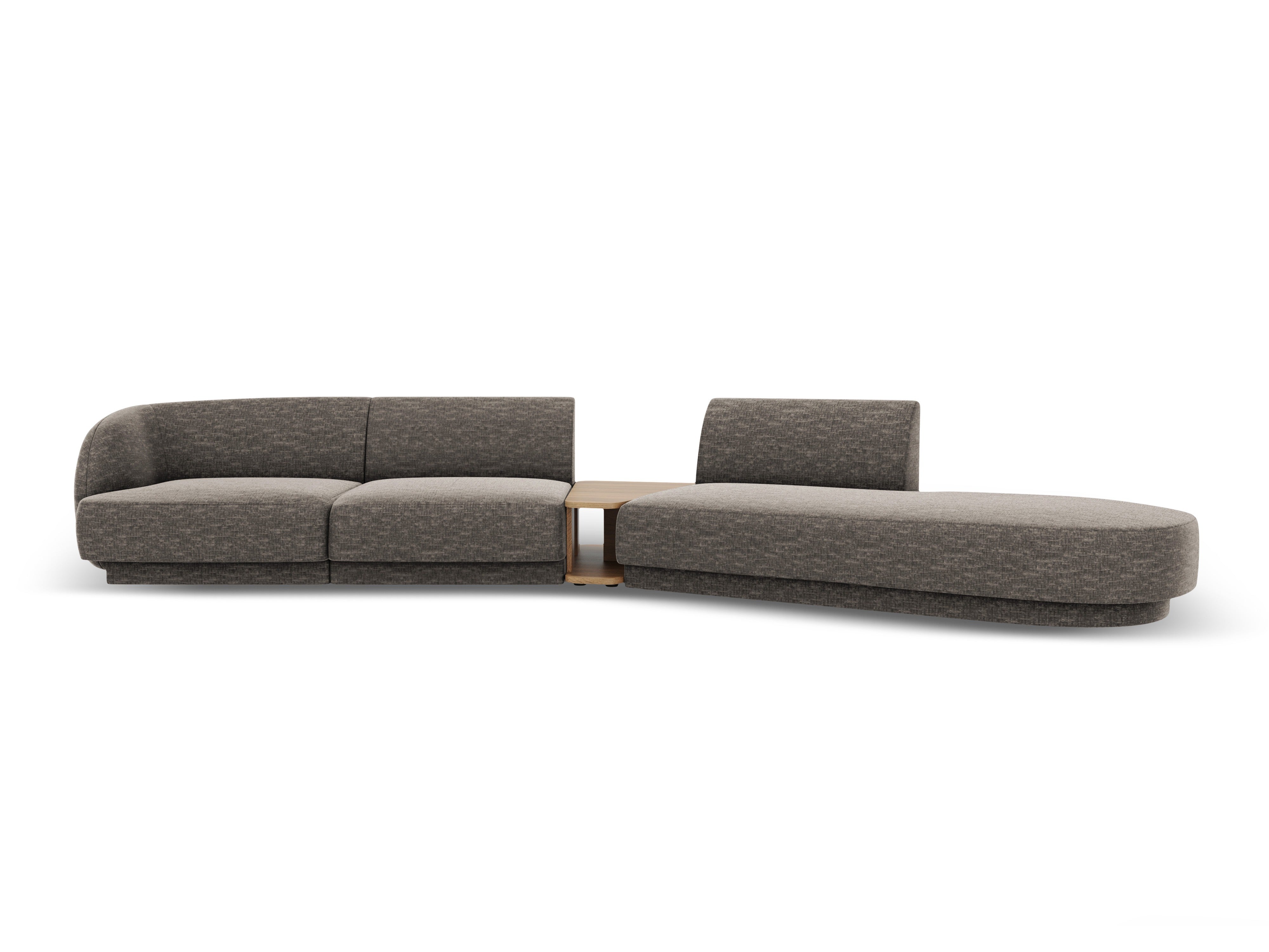 Modulares Sofa mit Tisch, 4-Sitzer MILEY, graues schimmerndes Chenille