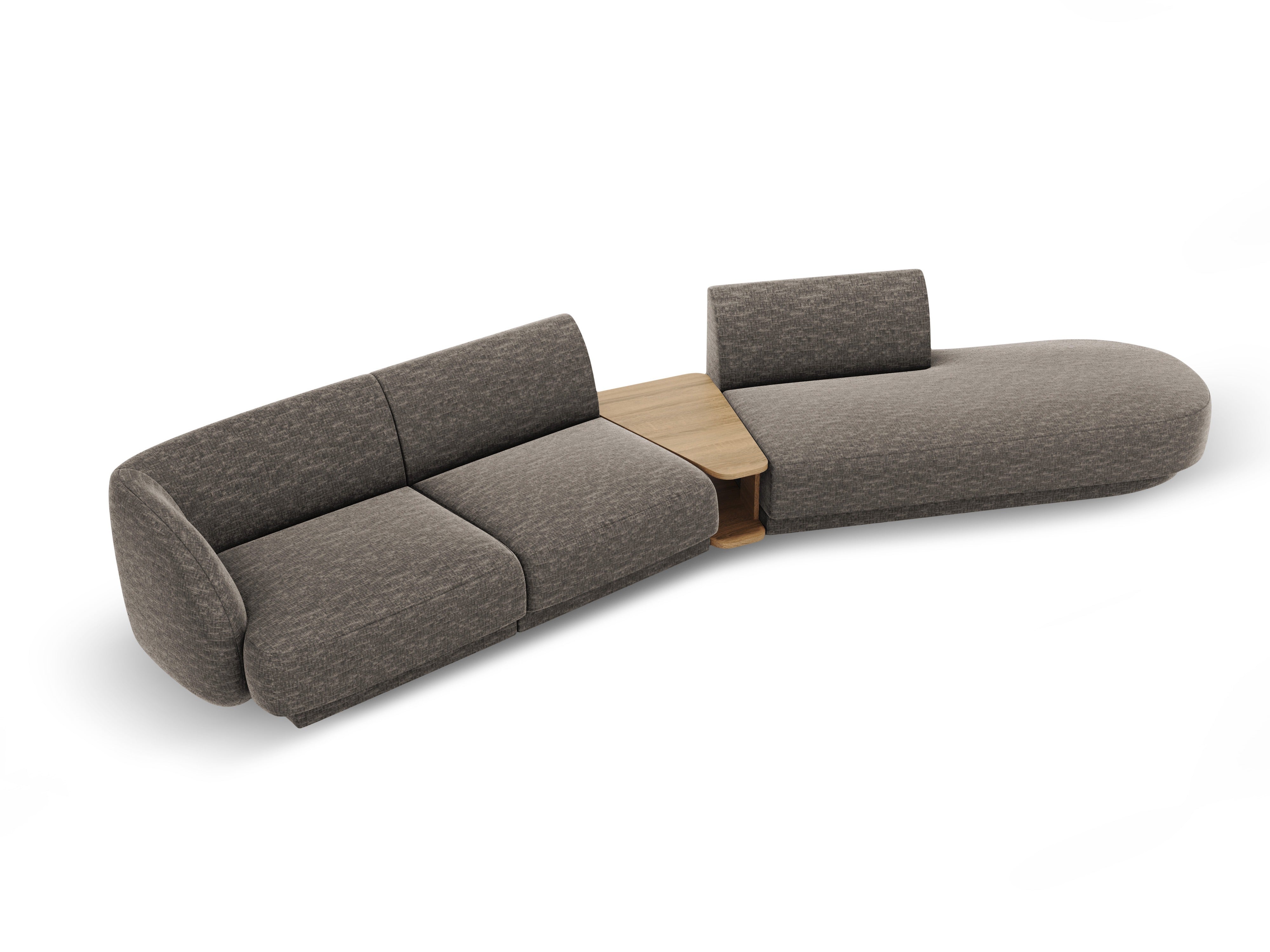 Modulares Sofa mit Tisch, 4-Sitzer MILEY, graues schimmerndes Chenille