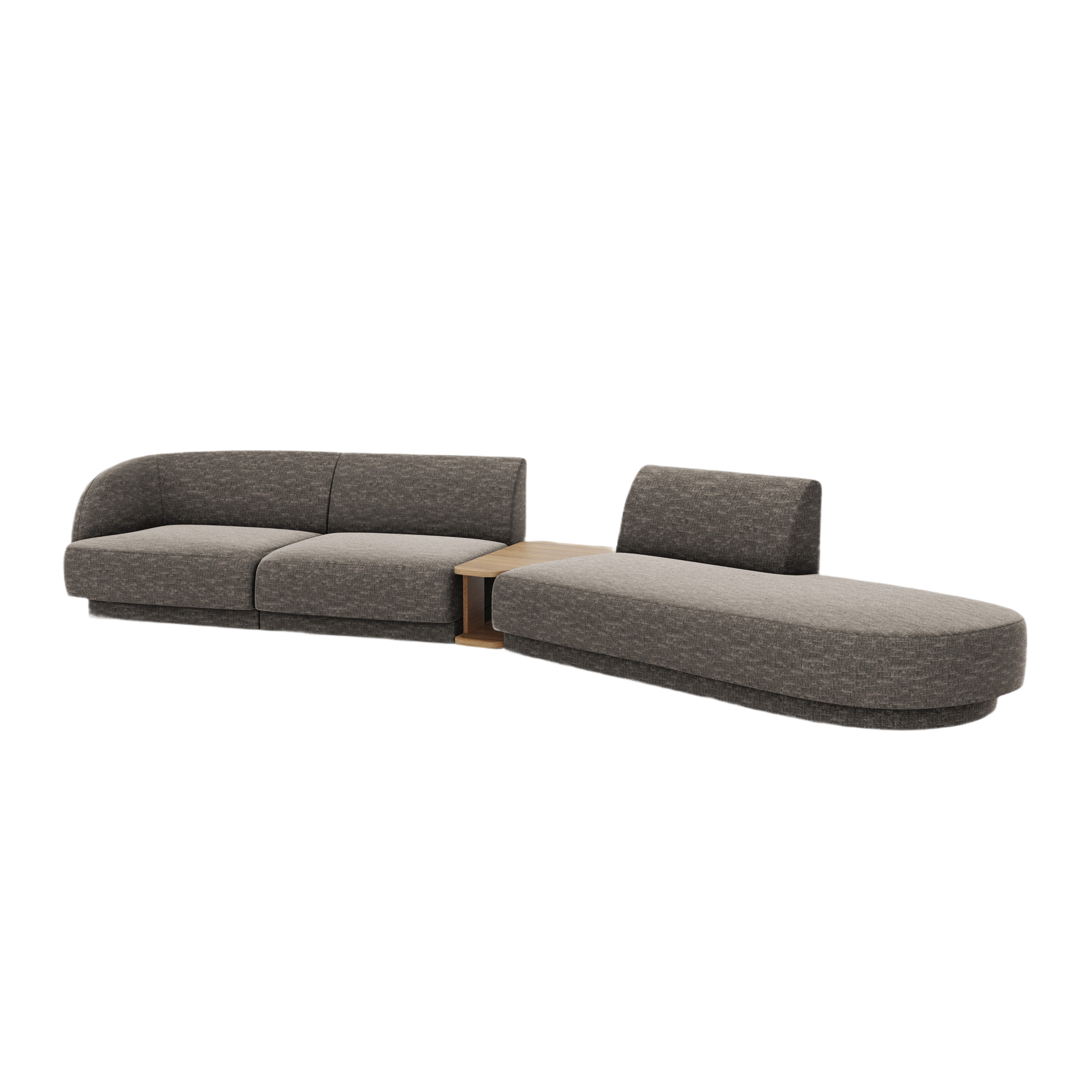 Modulares Sofa mit Tisch, 4-Sitzer MILEY, graues schimmerndes Chenille
