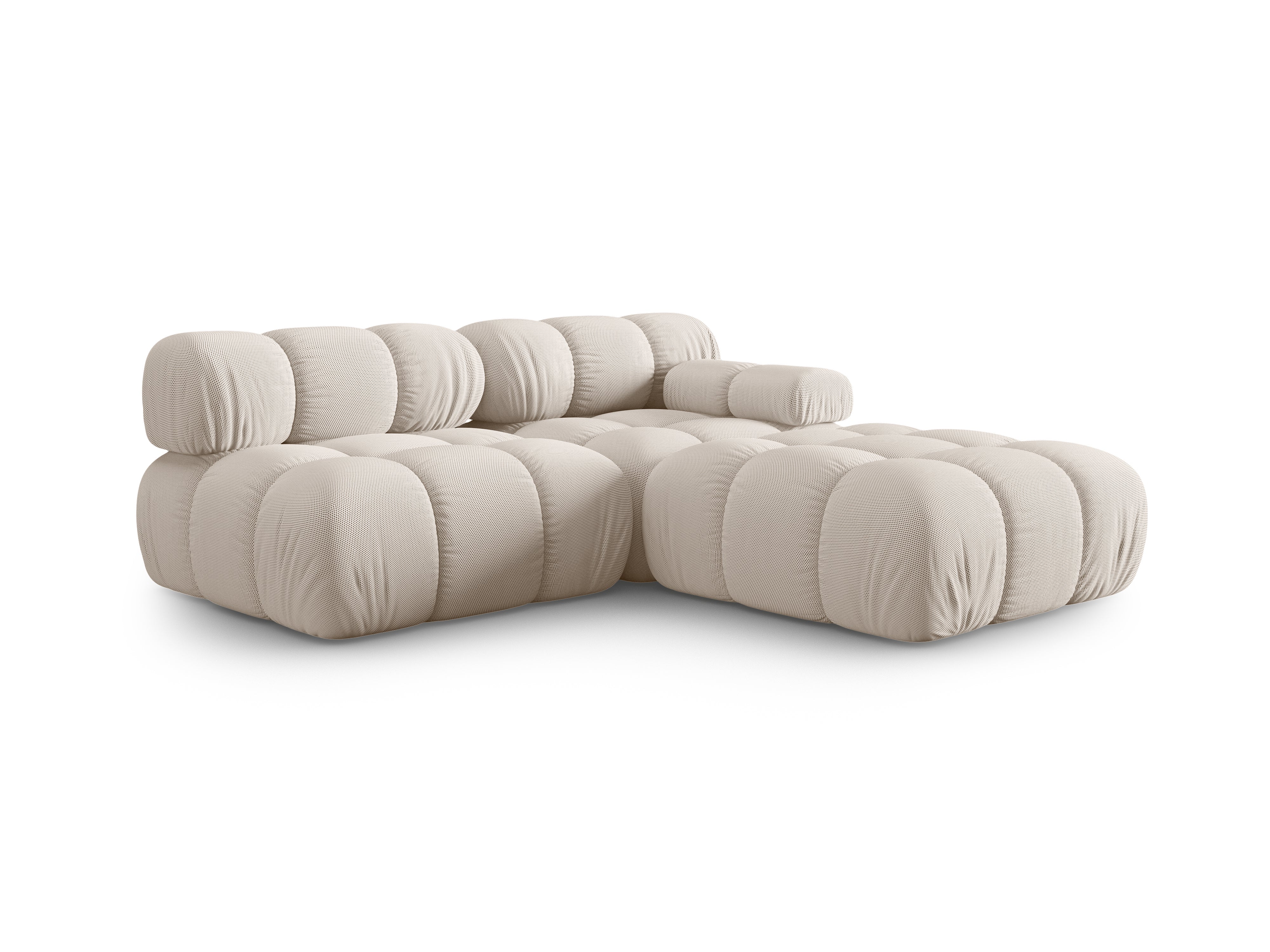 Open left-sided modular sofa BELLIS in beige 3D fabric