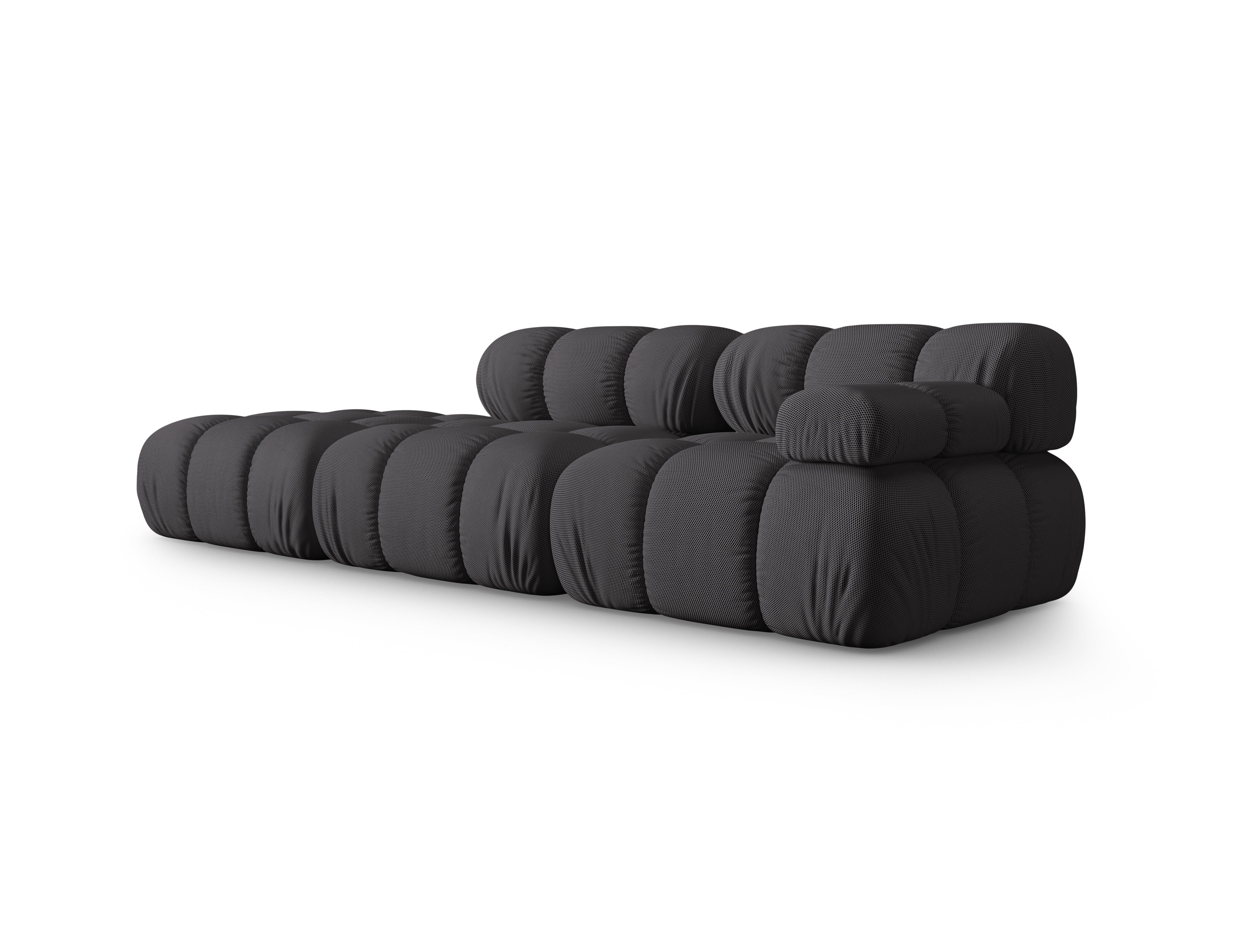 Left-facing open modular sofa BELLIS in dark gray 3D fabric