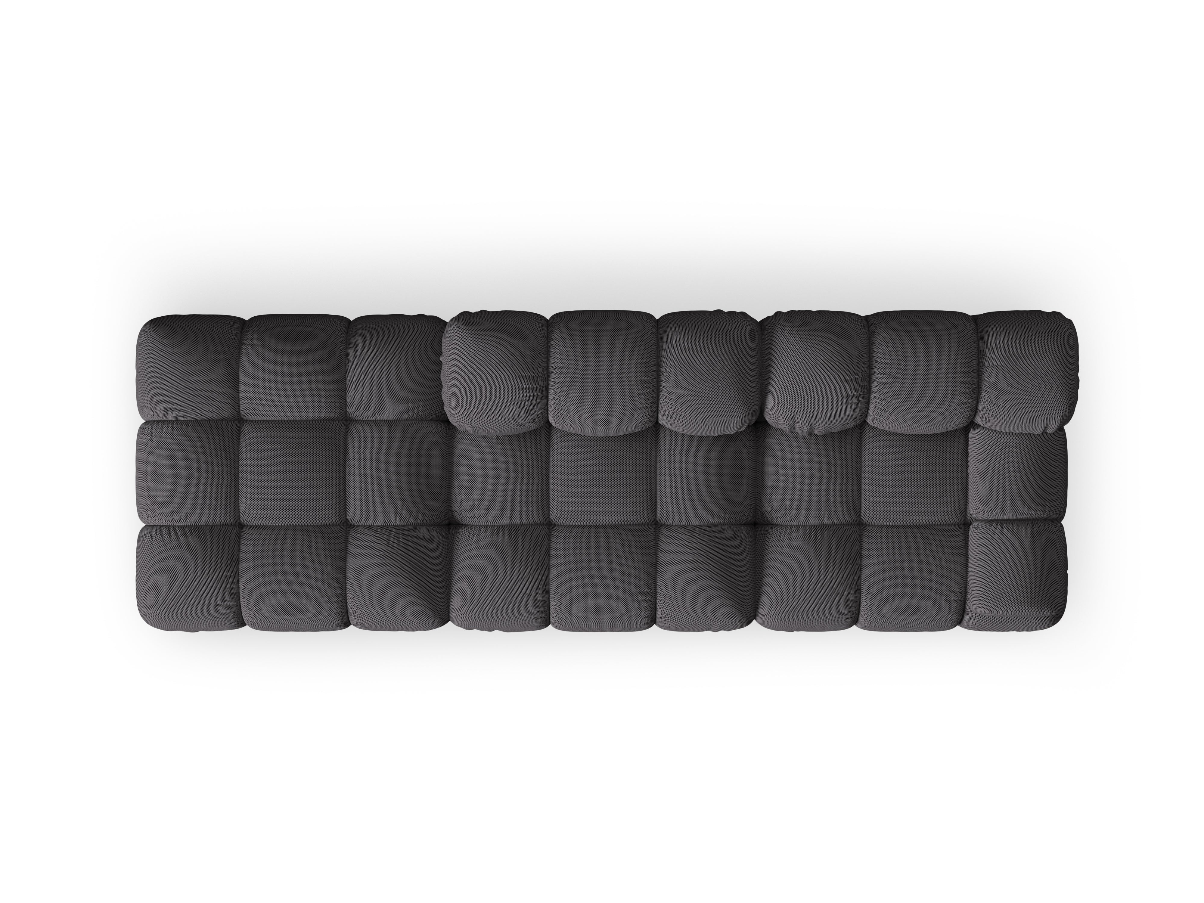 Left-facing open modular sofa BELLIS in dark gray 3D fabric