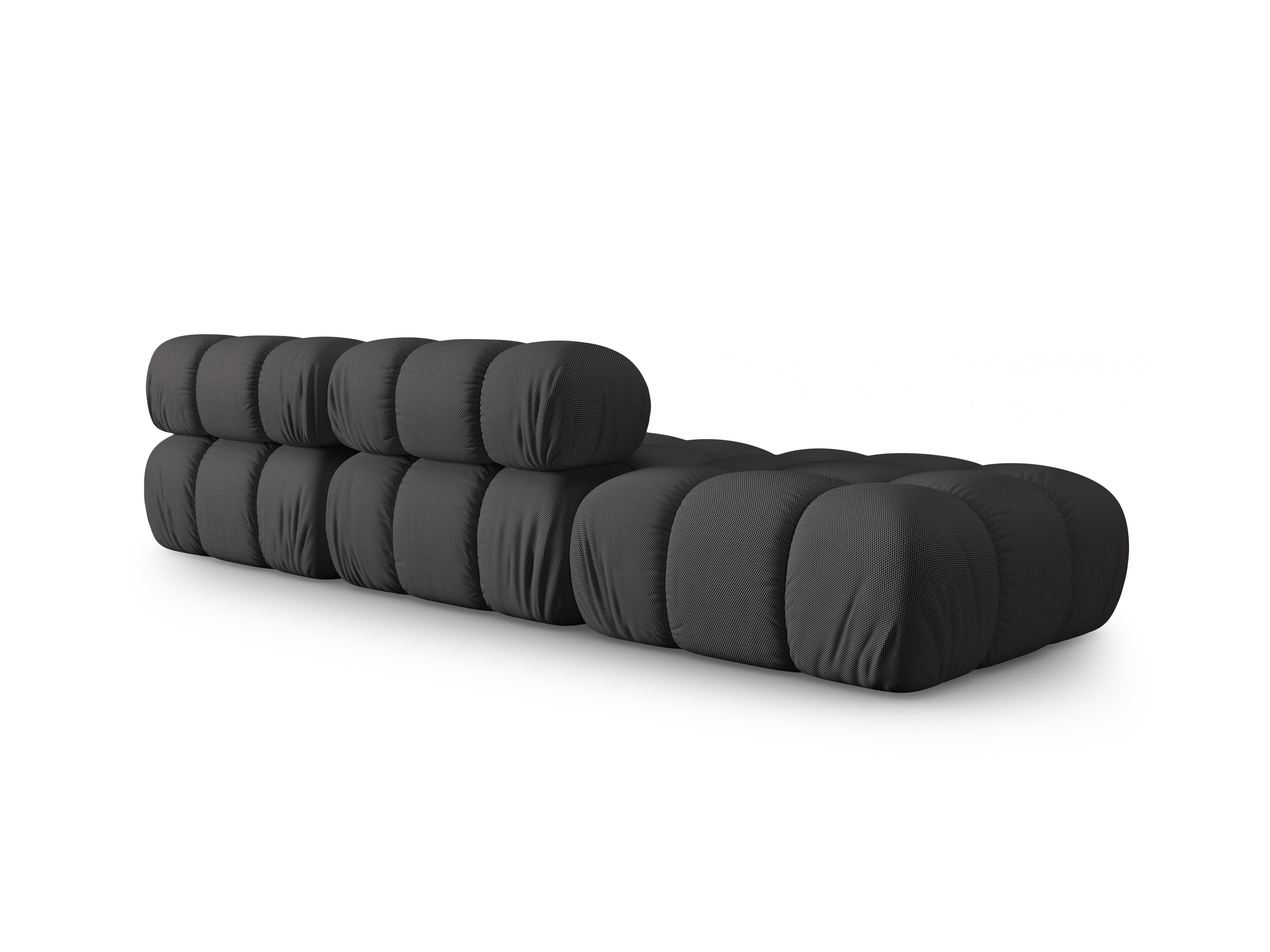 Left-facing open modular sofa BELLIS in dark gray 3D fabric