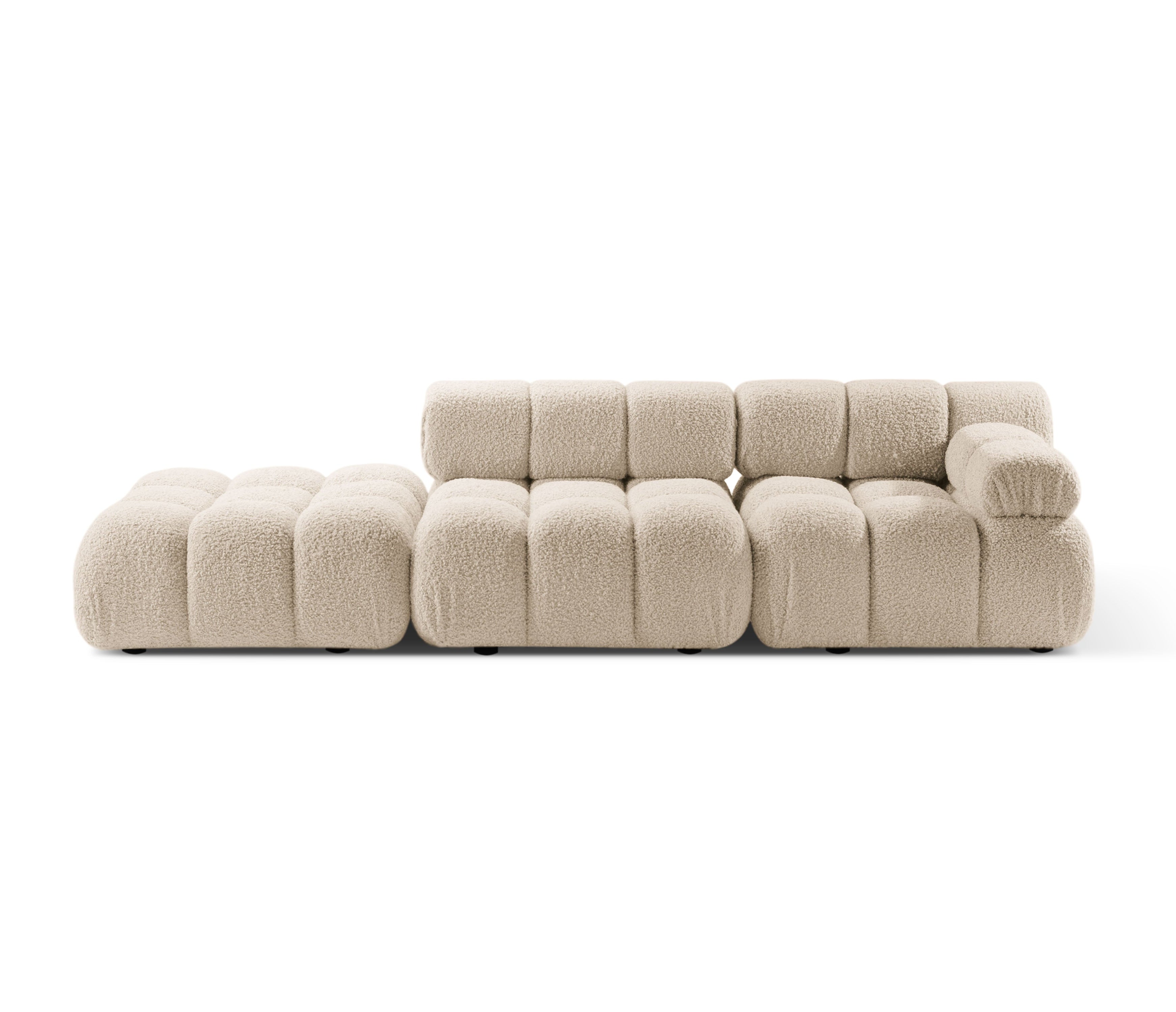 Open left-sided modular sofa BELLIS in beige boucle