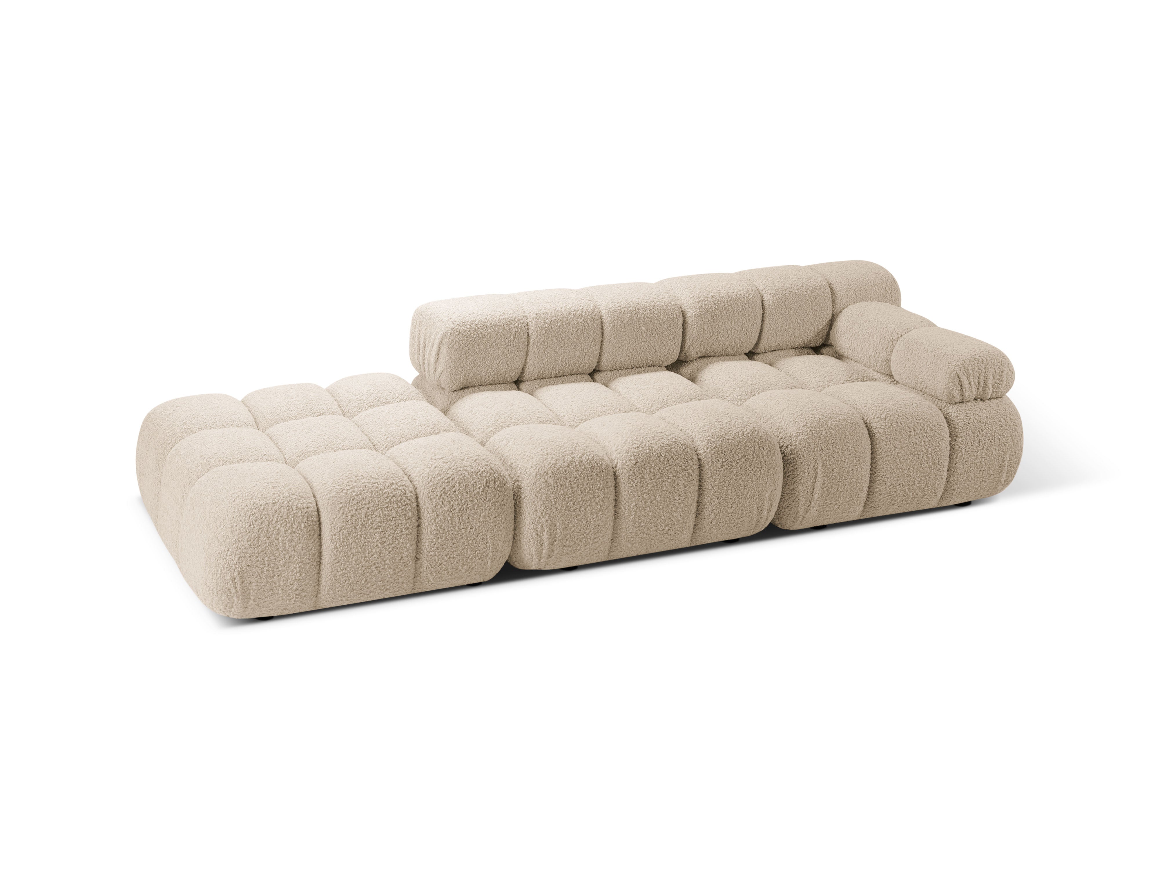 Open left-sided modular sofa BELLIS in beige boucle