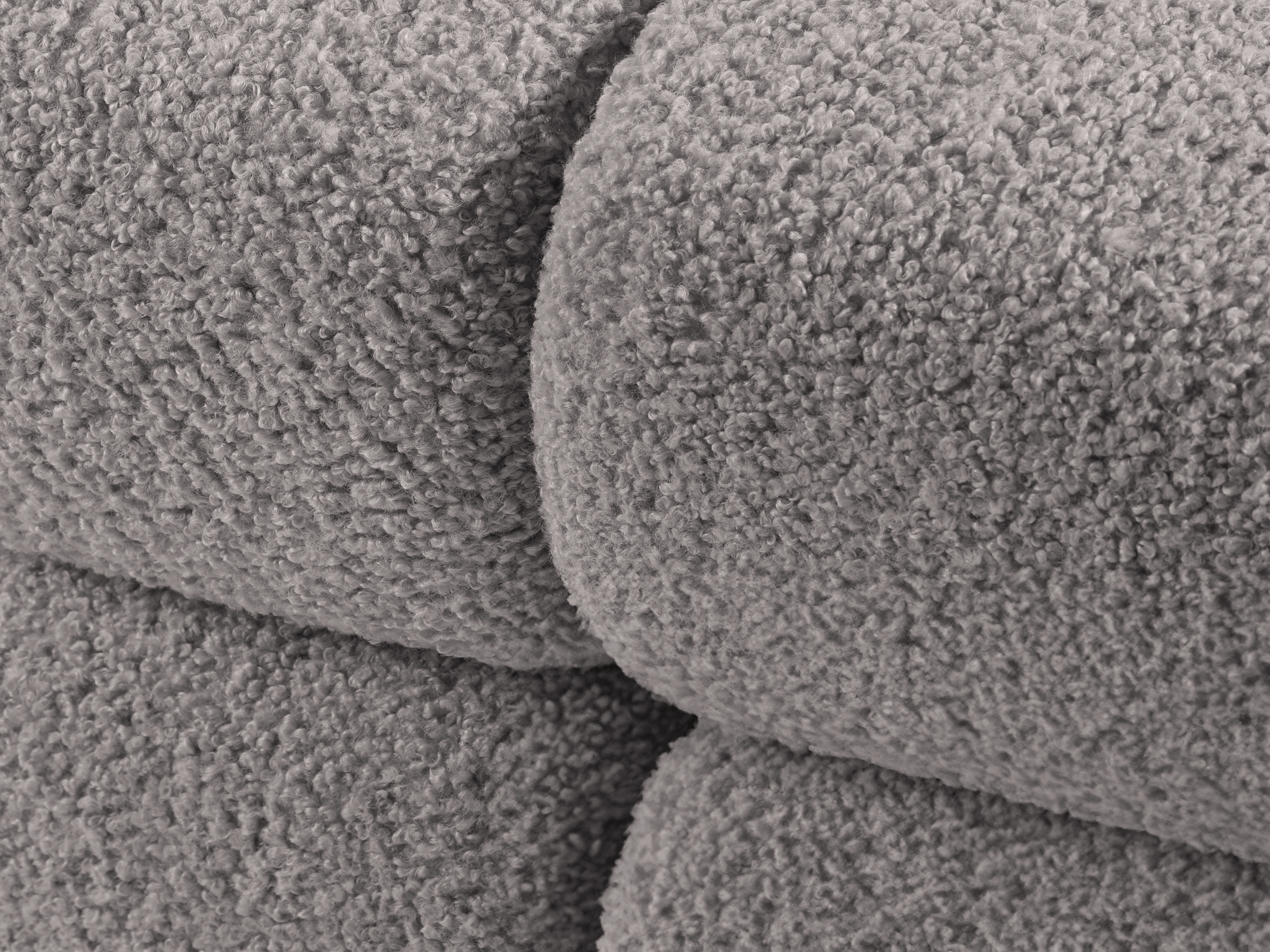 Left-facing open modular sofa BELLIS in gray boucle
