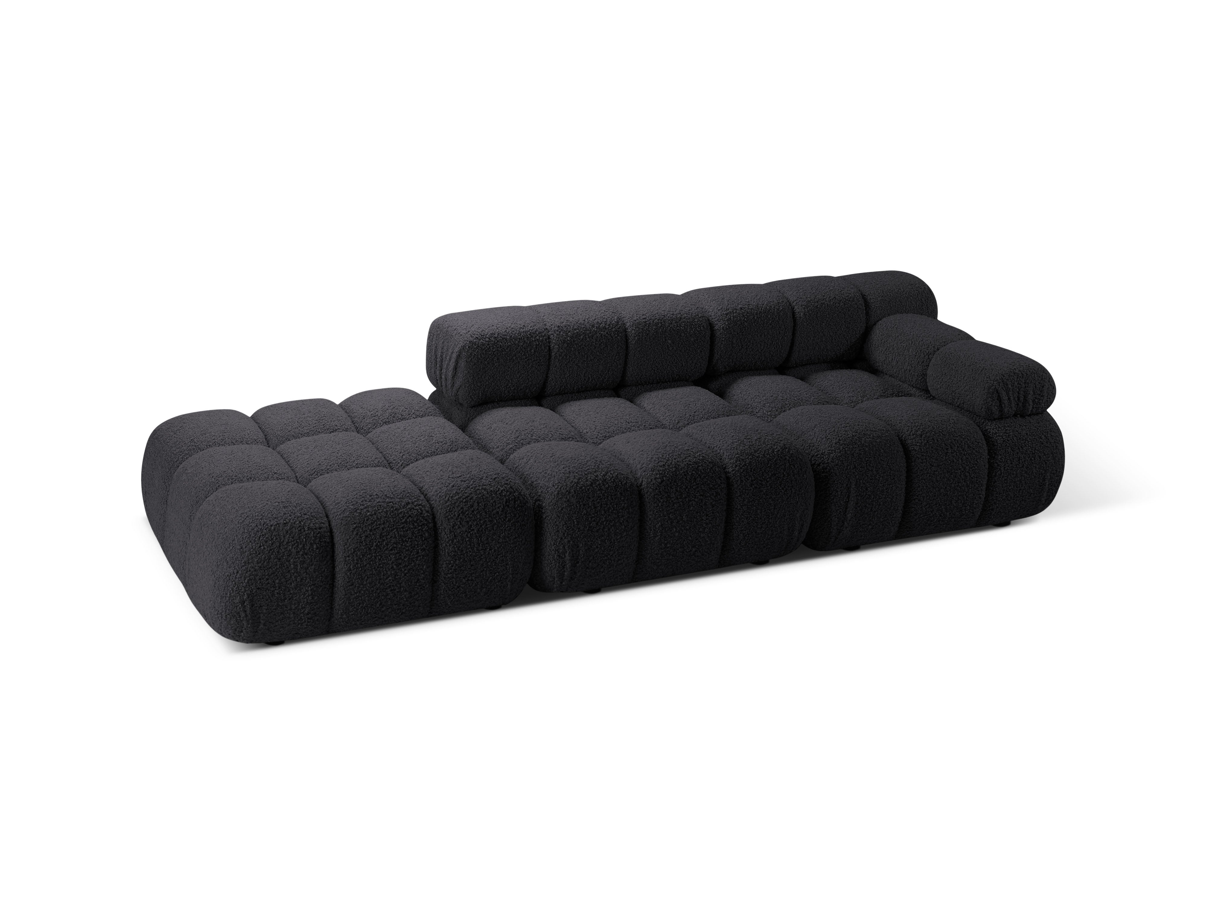 Open left-sided modular sofa BELLIS in graphite boucle.