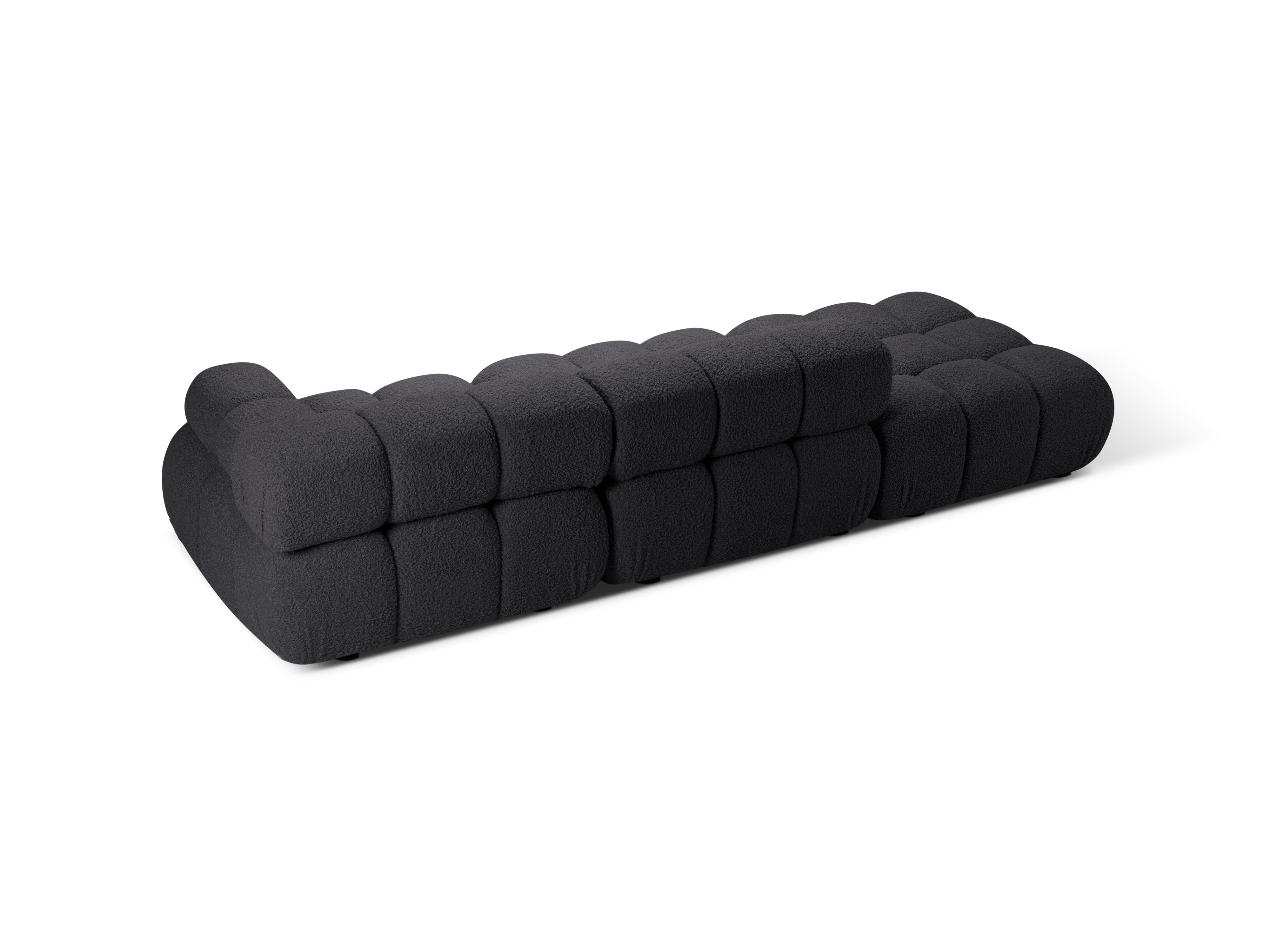 Open left-sided modular sofa BELLIS in graphite boucle.