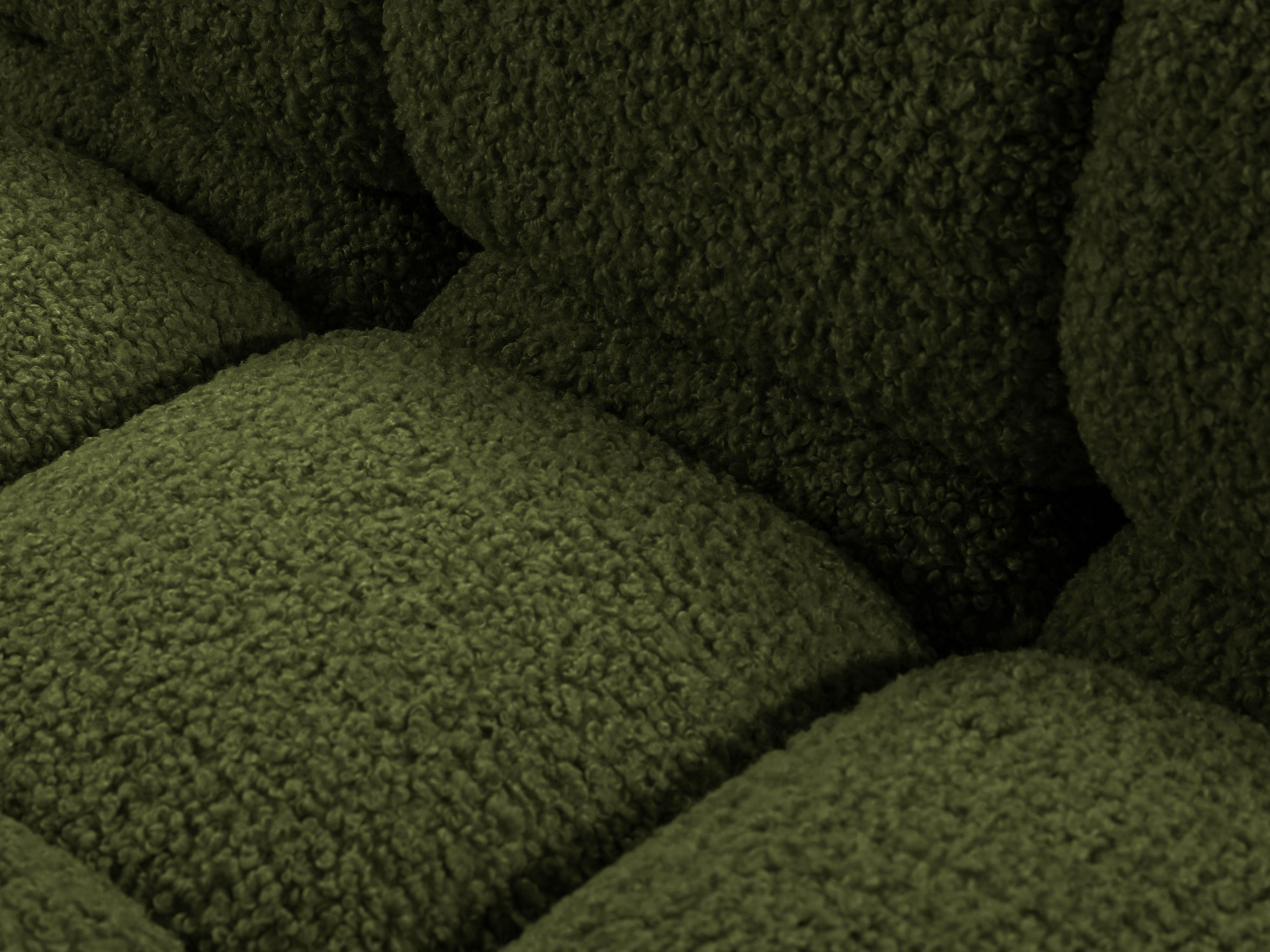 Open left-sided modular sofa BELLIS in green boucle