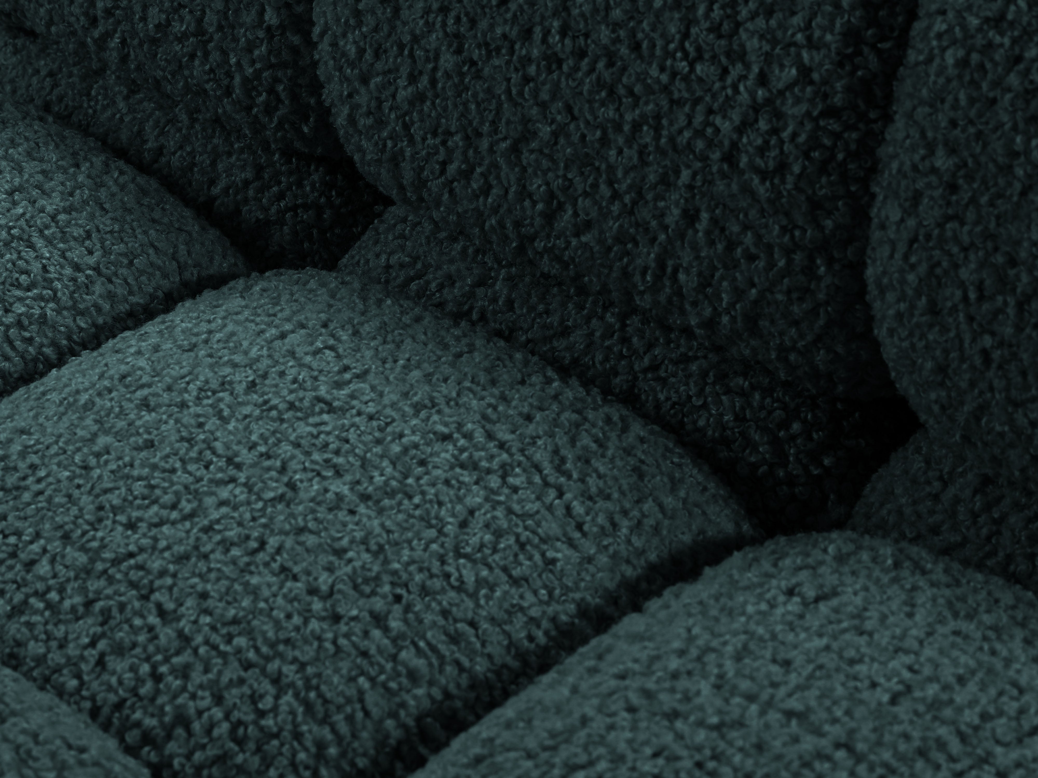 Open left-sided modular sofa BELLIS in petrol blue boucle