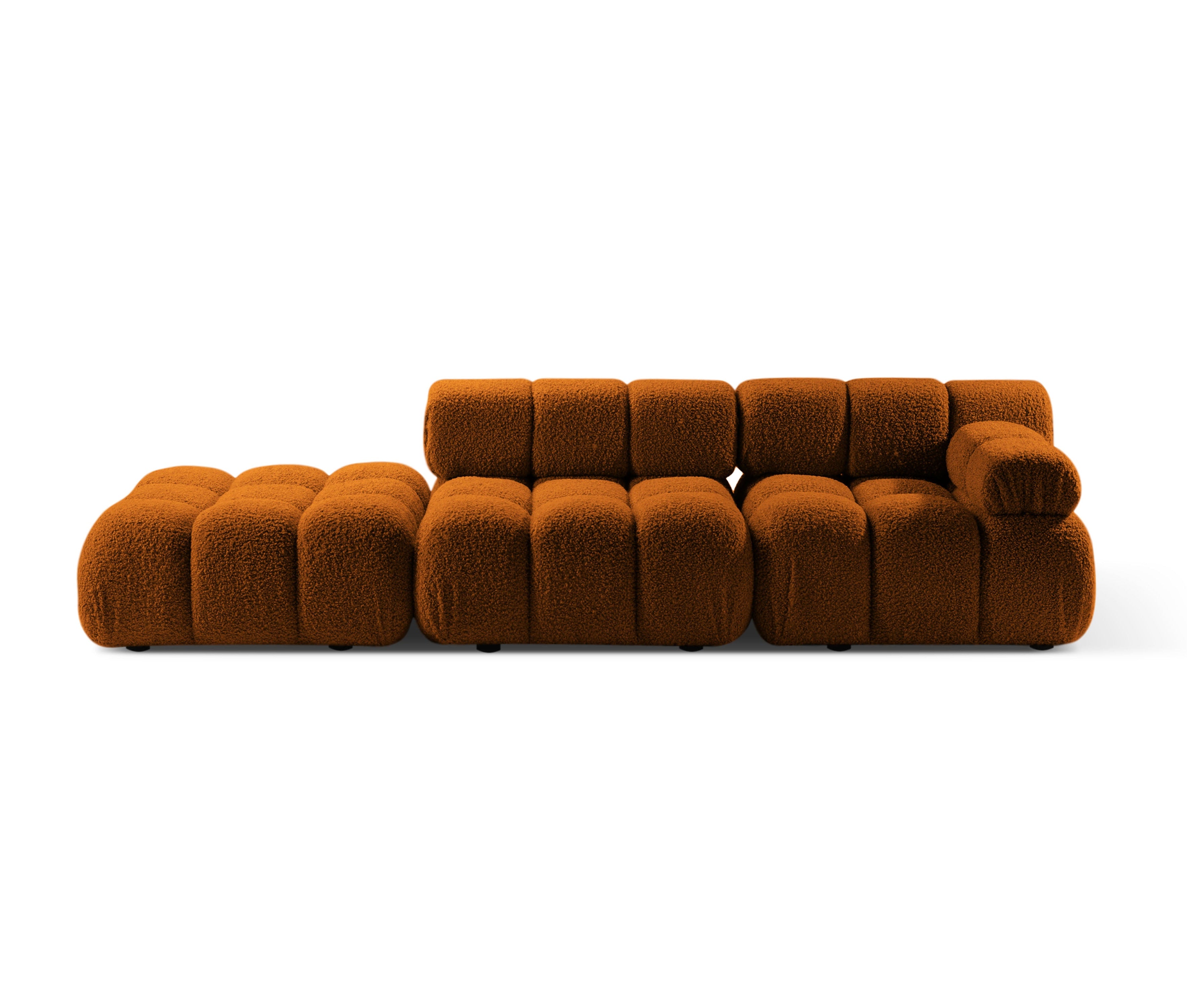 Left-facing open modular sofa BELLIS in brick boucle