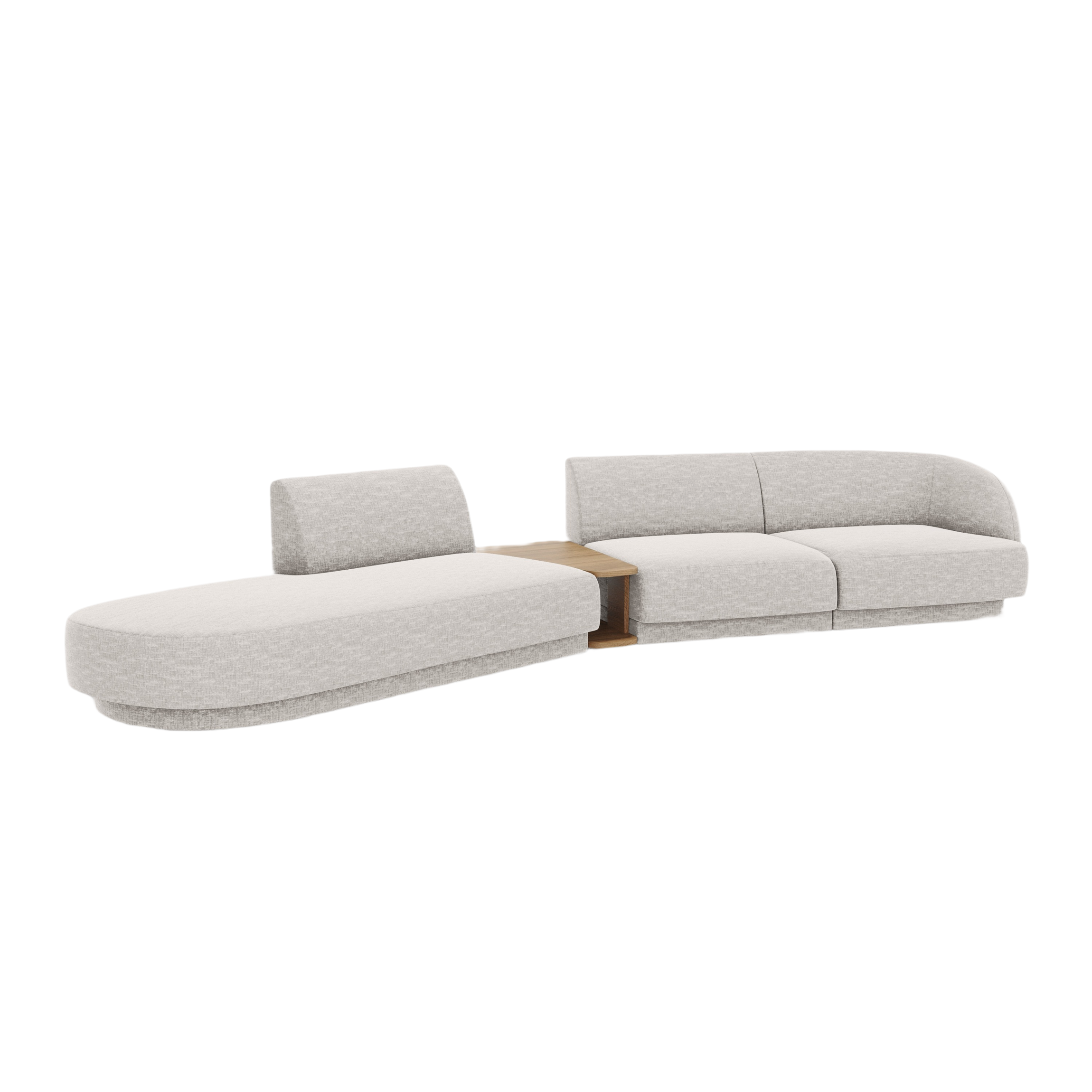 Modulares Sofa links mit Tisch für 4 Personen MILEY graues Chenille