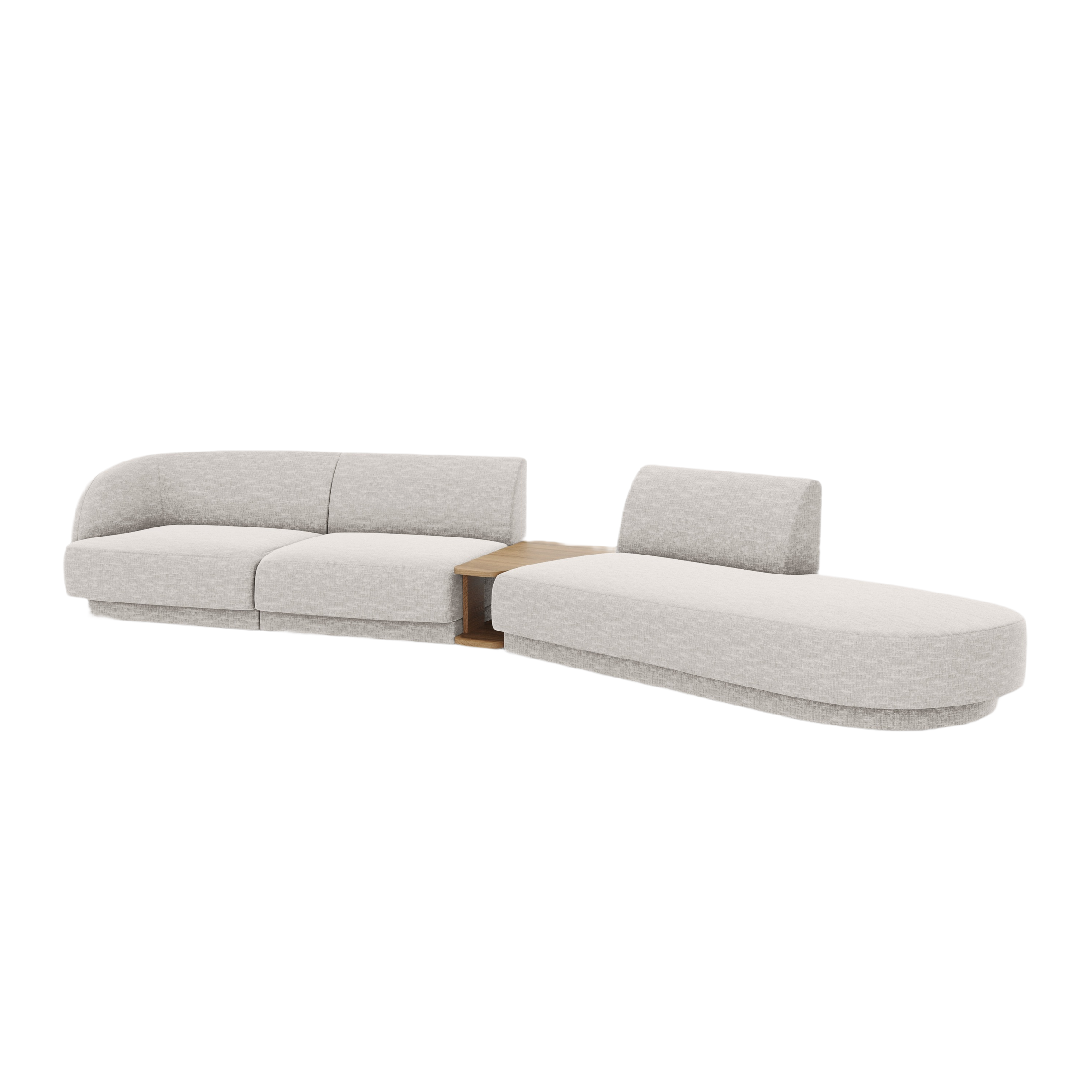 Right-facing modular sofa with table for 4 people MILEY gray chenille