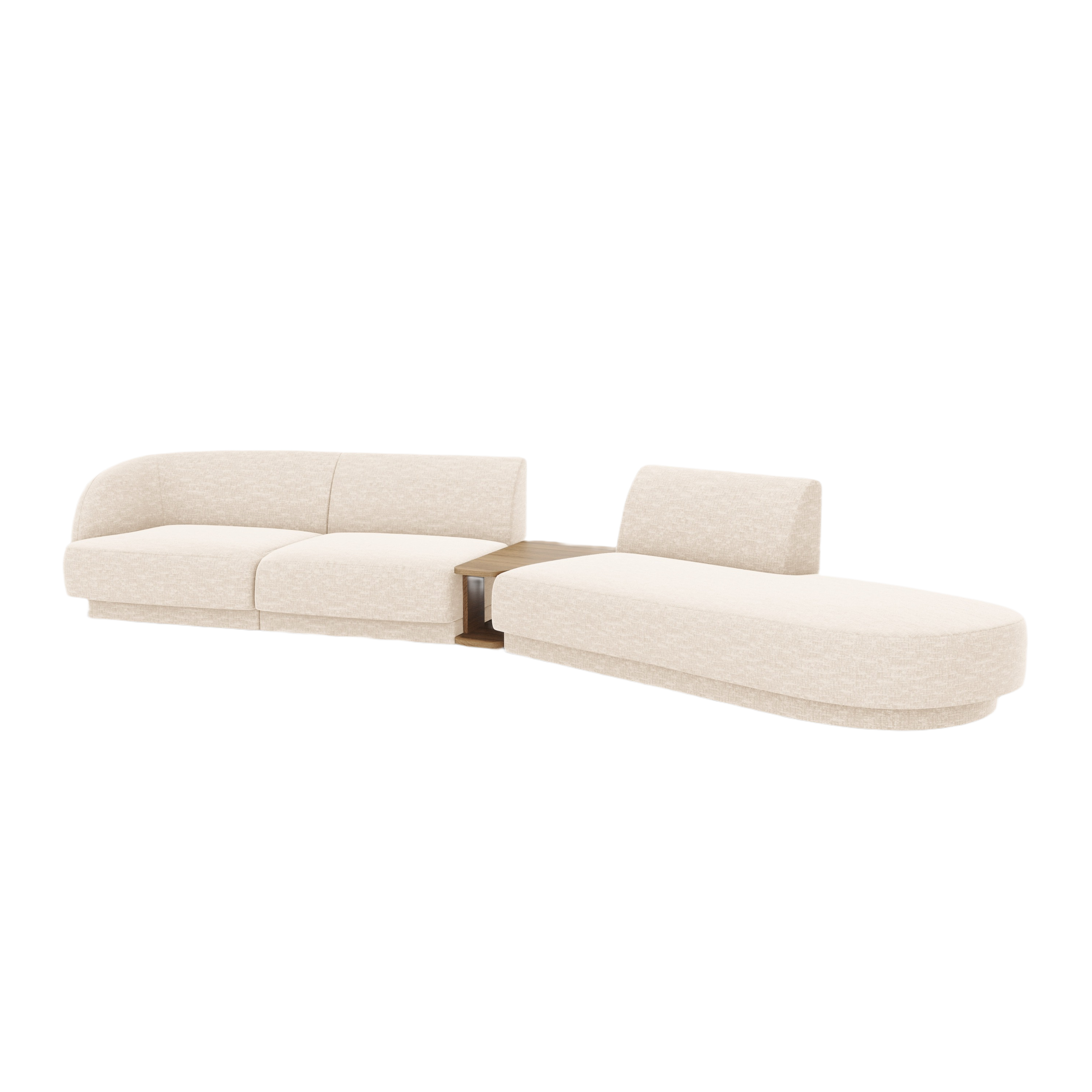 Modulares Sofa mit Tisch, 4-Sitzer, rechtsseitig, MILEY, Elfenbein, Chenille