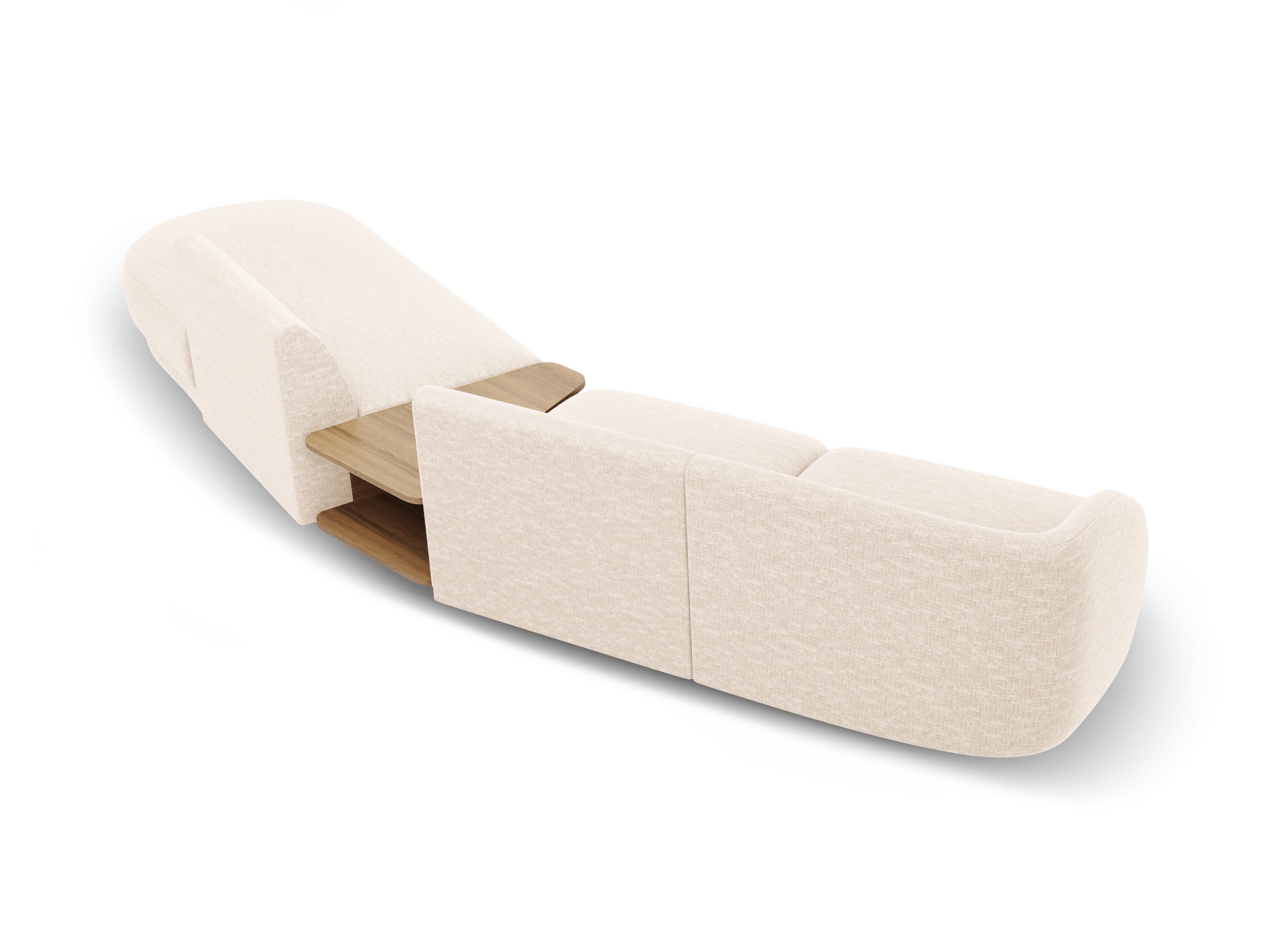 Modulares Sofa mit Tisch, 4-Sitzer, rechtsseitig, MILEY, Elfenbein, Chenille