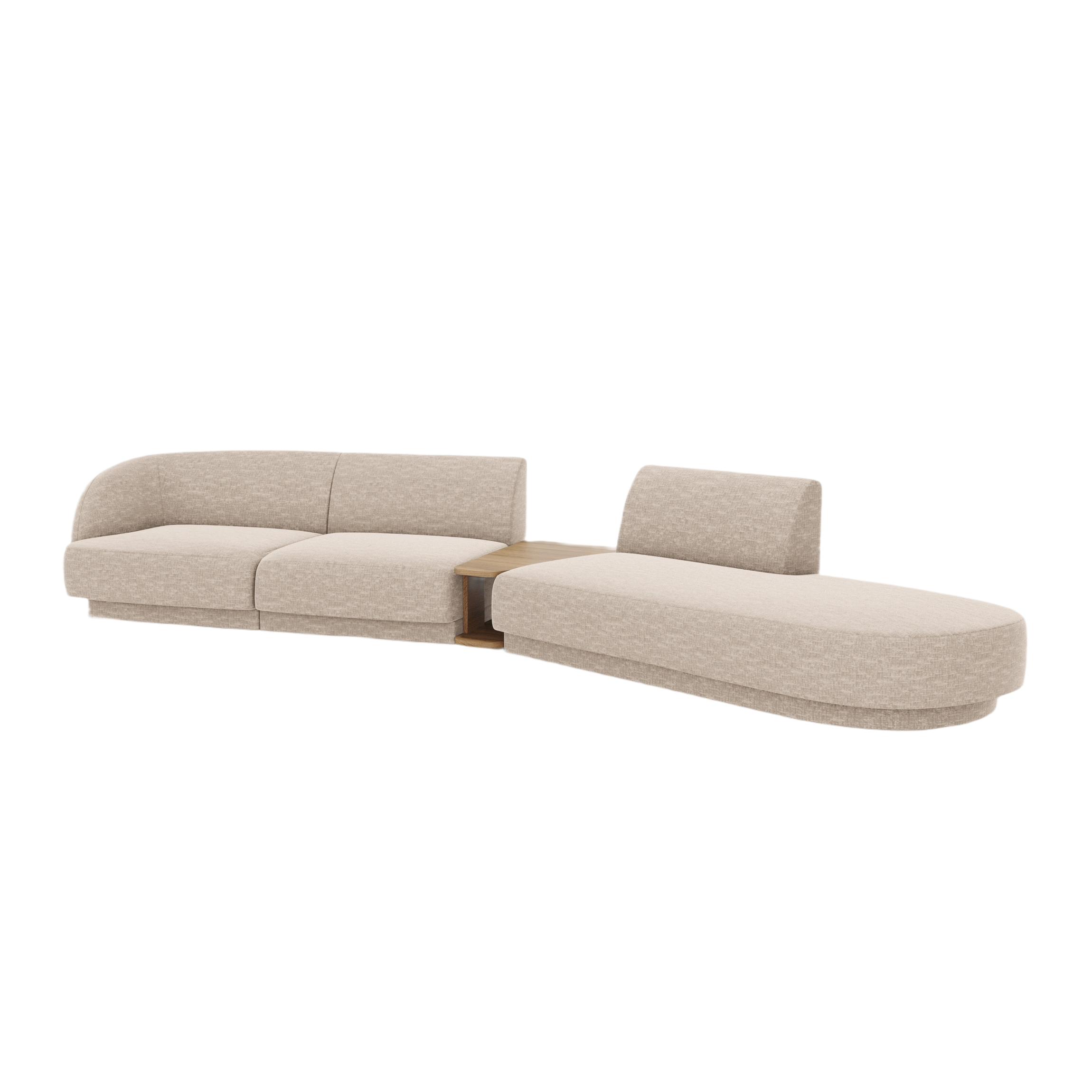 Modulares Sofa mit Tisch, 4-Sitzer, rechtsseitig, MILEY, beige Chenille