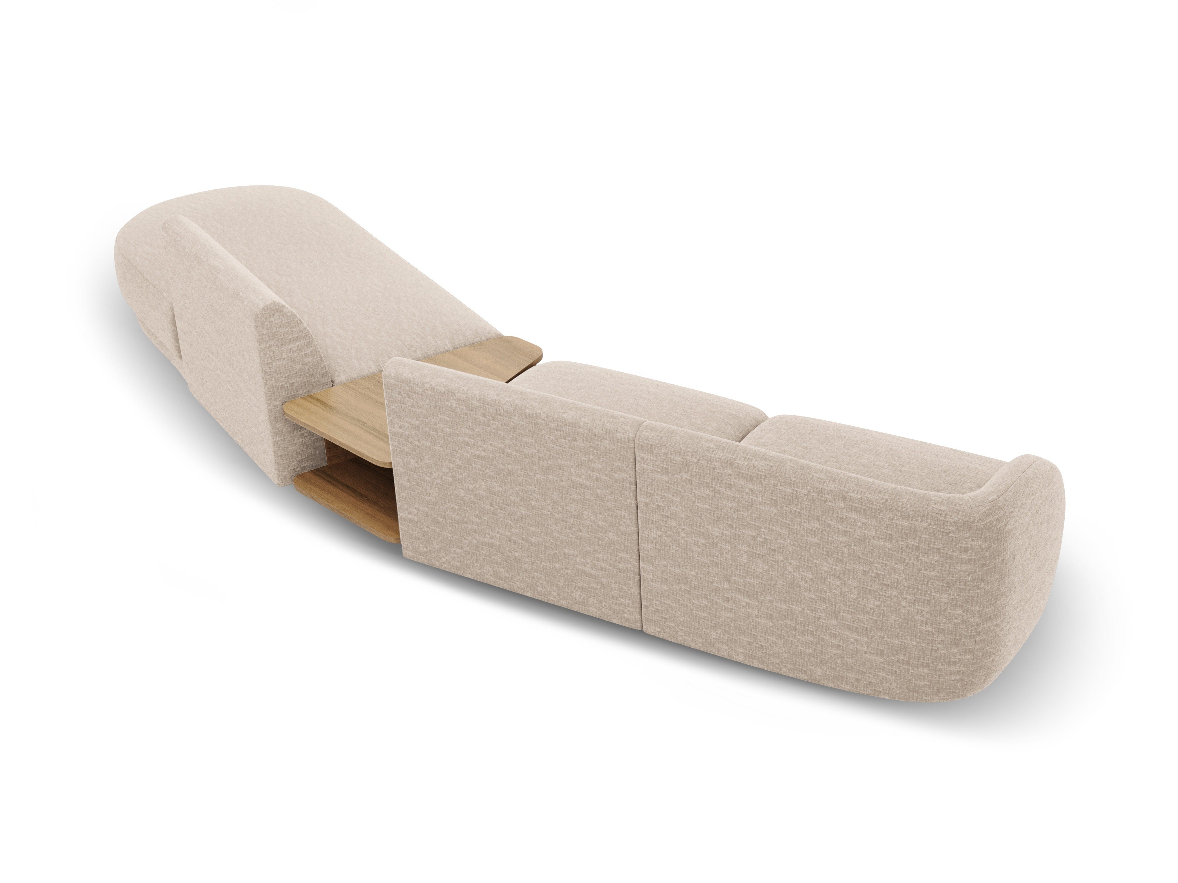 Modulares Sofa mit Tisch, 4-Sitzer, rechtsseitig, MILEY, beige Chenille