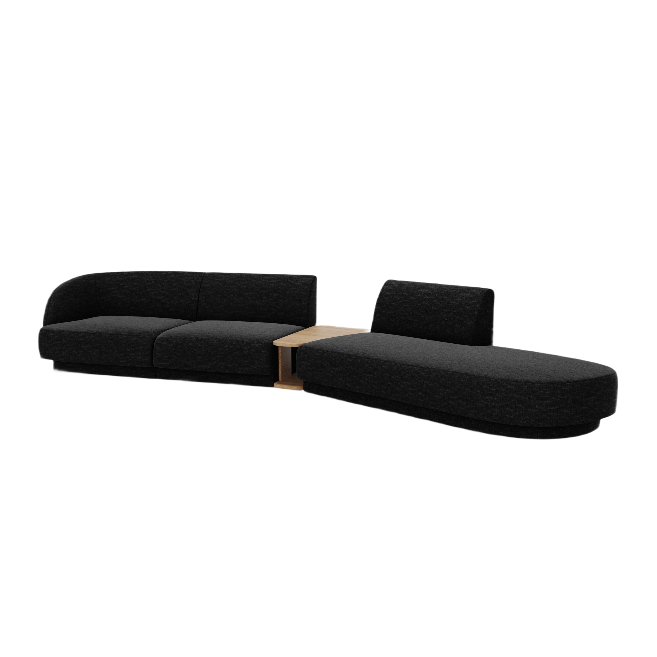 Modulares Sofa mit Tisch, 4-Sitzer, rechtsseitig, MILEY, schwarzer Chenille