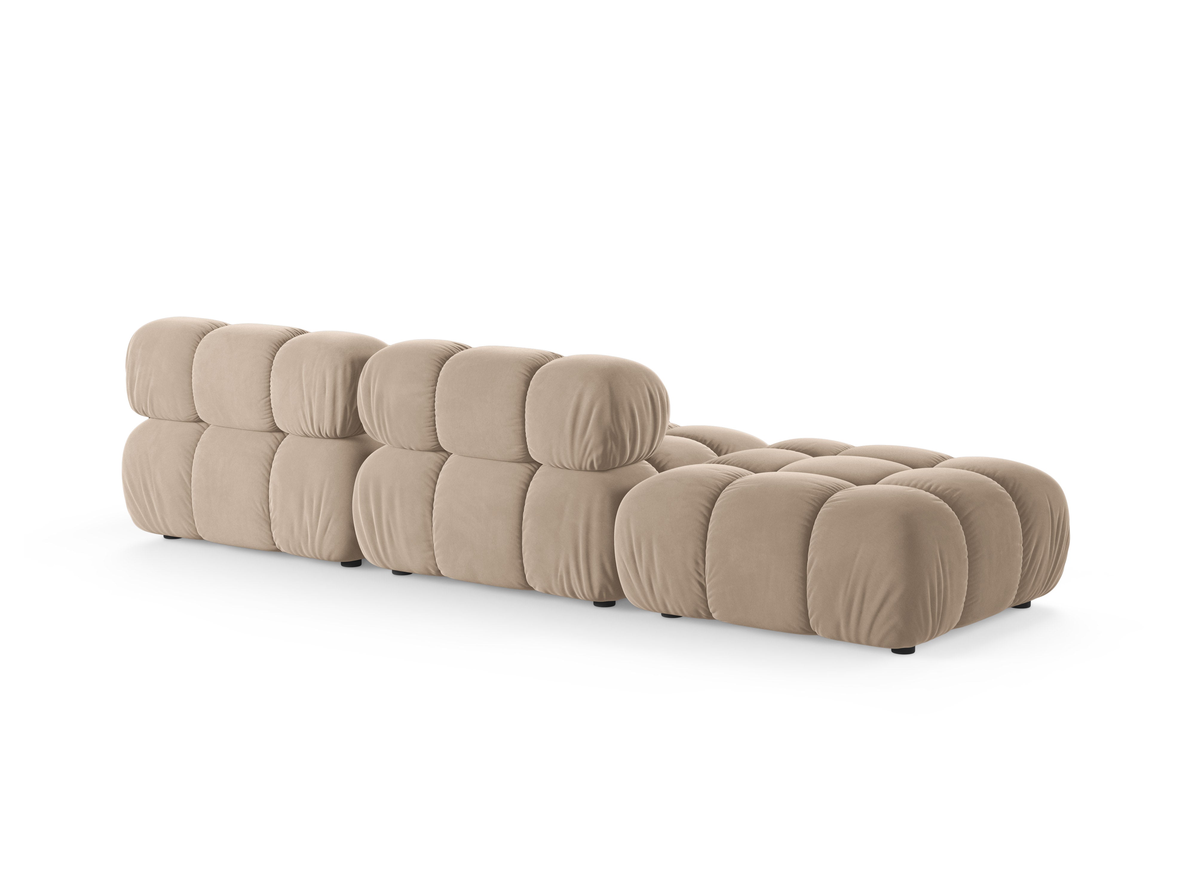 Open left-sided modular sofa BELLIS in beige velvet