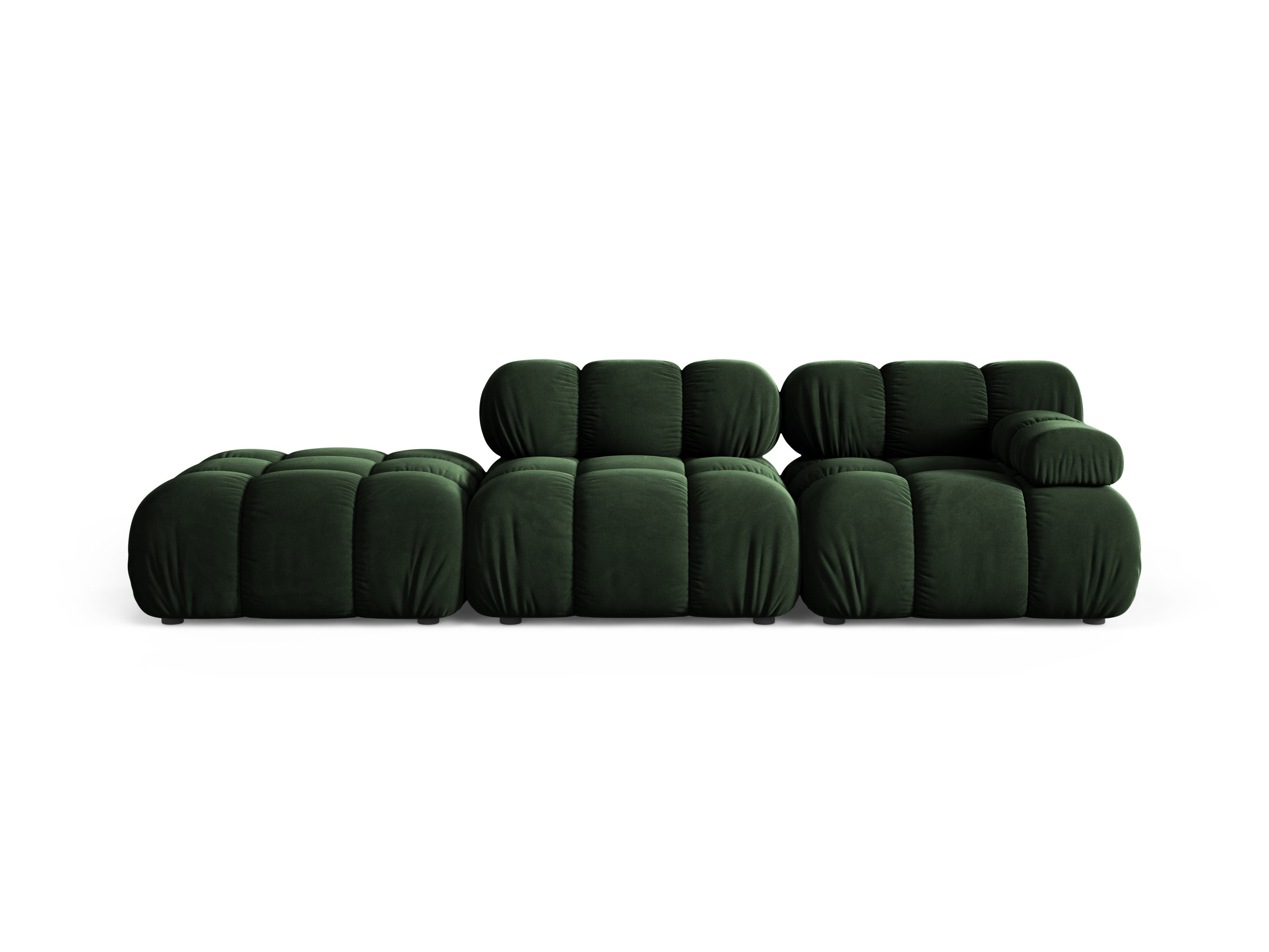 Open left-sided modular sofa BELLIS in bottle green velvet