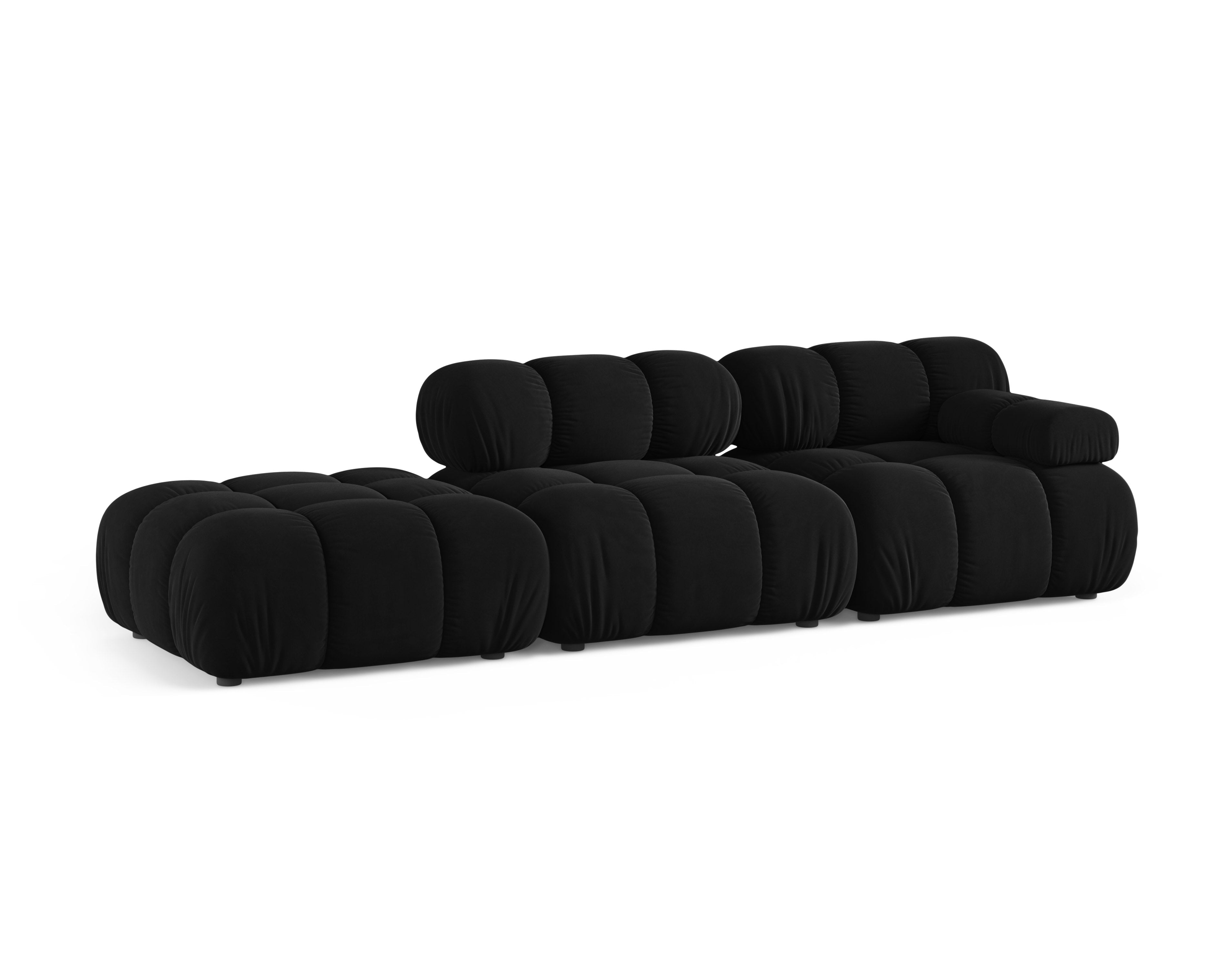 Open left-sided velvet modular sofa BELLIS black