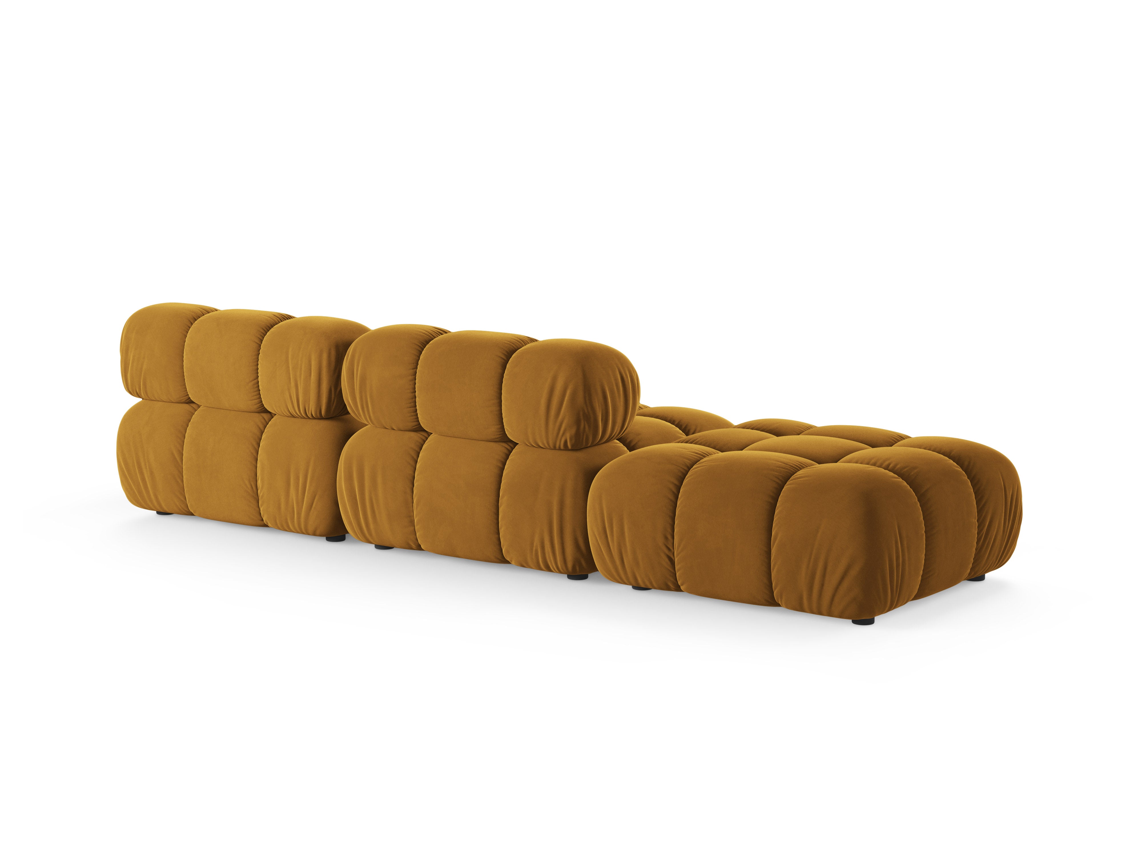 Open left-sided modular velvet sofa BELLIS in mustard.