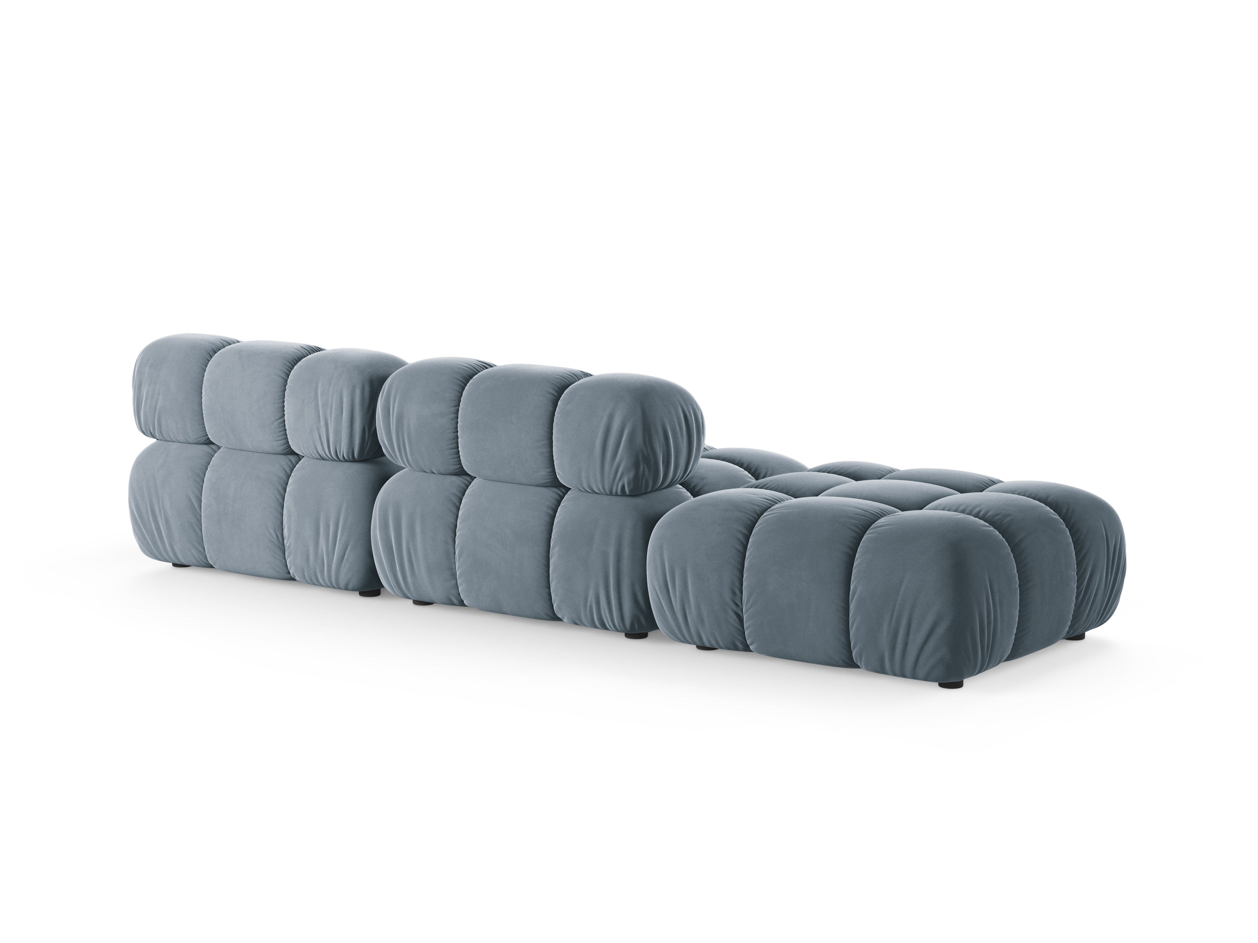 Open left-sided velvet modular sofa BELLIS in blue