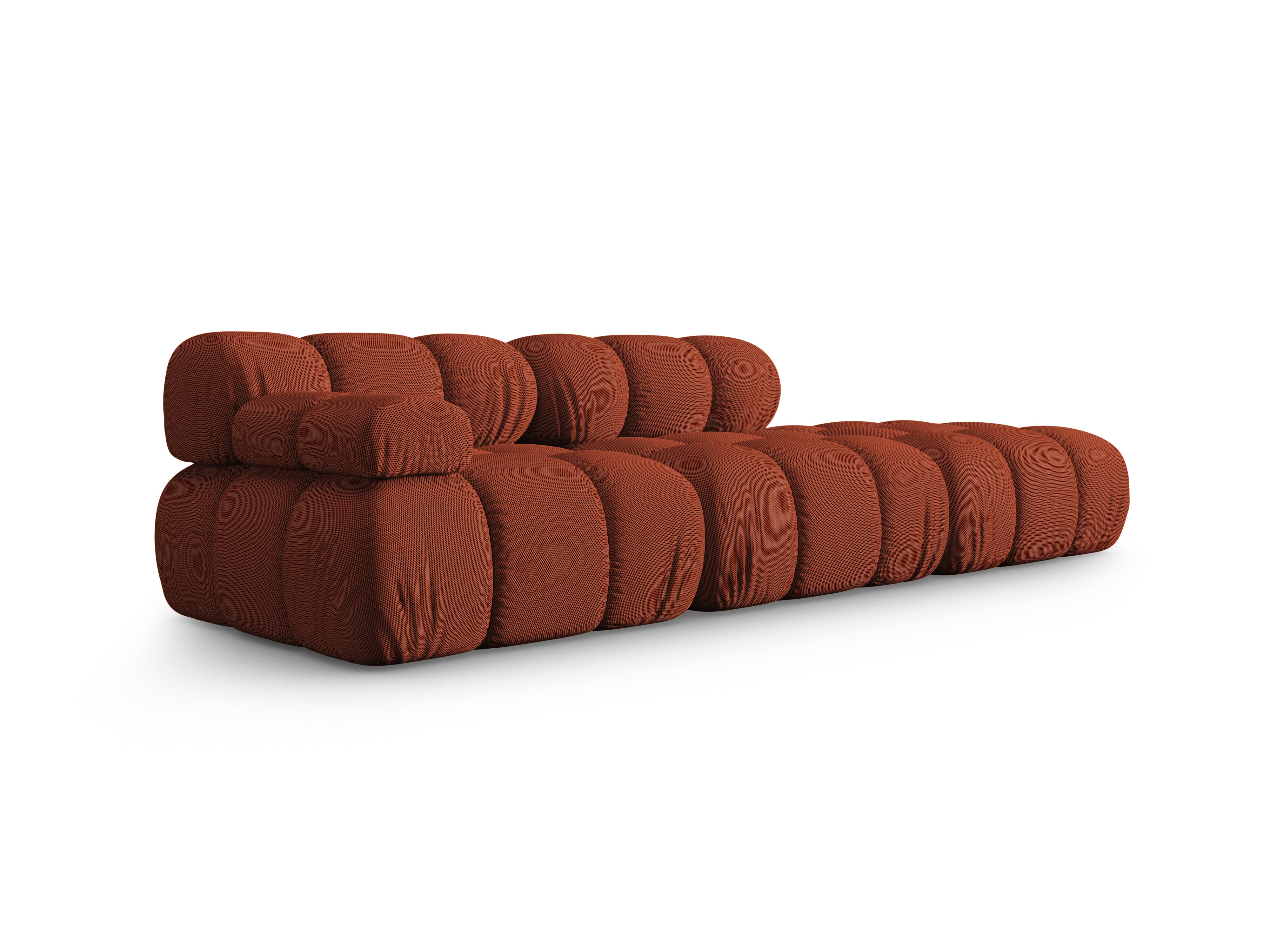 Sofa modułowa otwarta prawostronna BELLIS ceglana tkanina 3D
