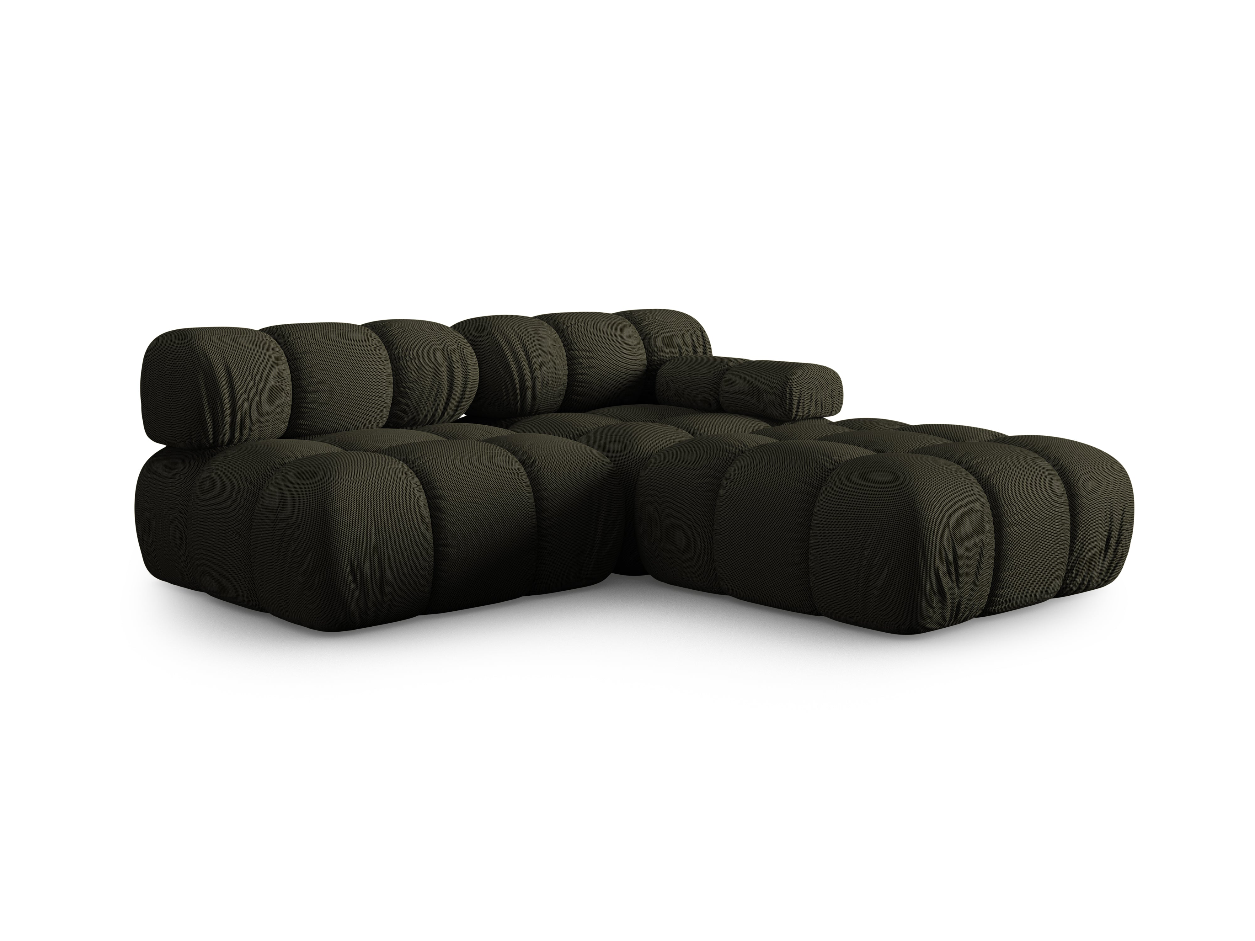 Sofa modułowa otwarta prawostronna BELLIS ciemnozielona tkanina 3D