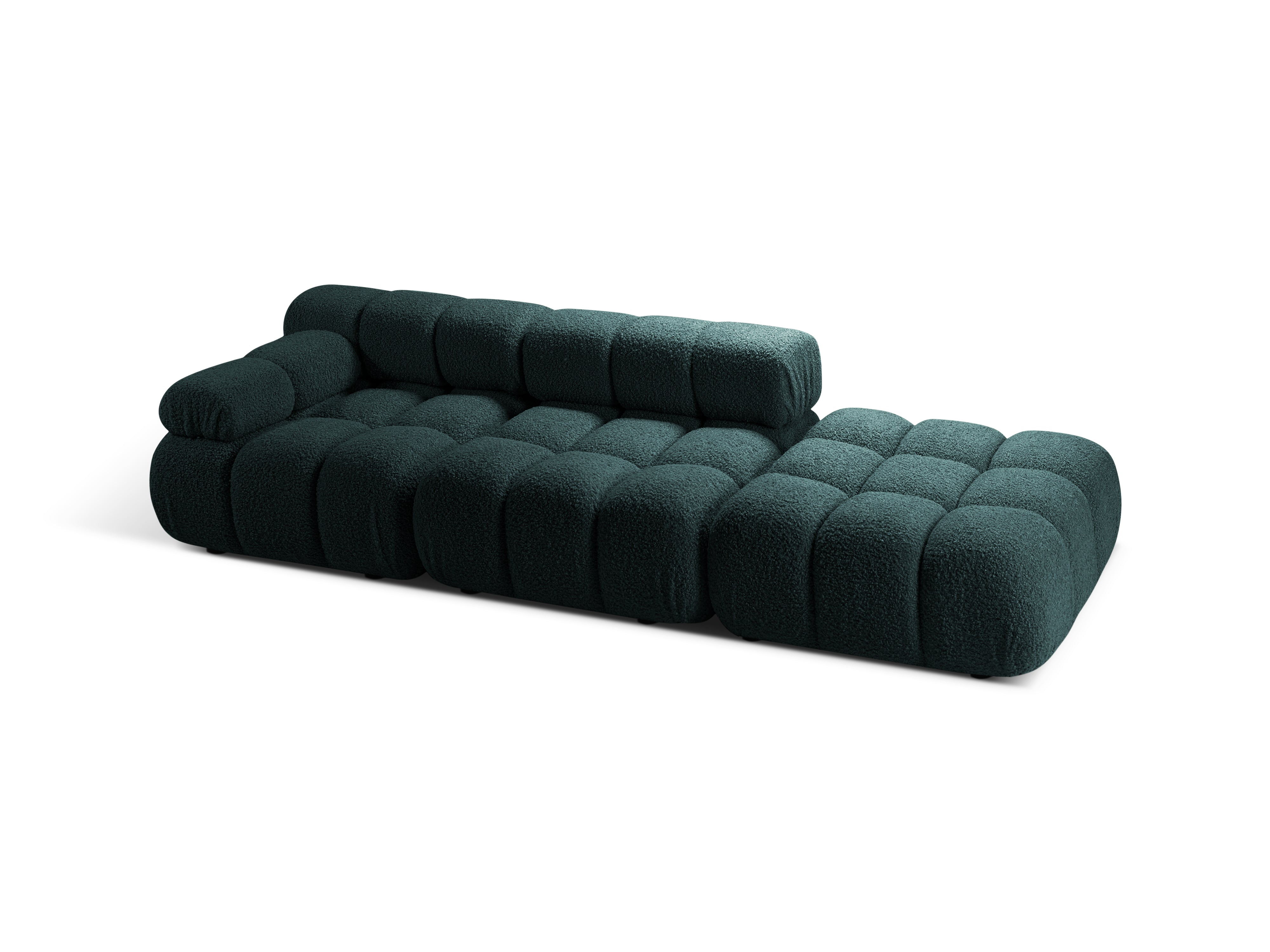 Sofa modułowa otwarta prawostronna BELLIS niebieski petrol boucle