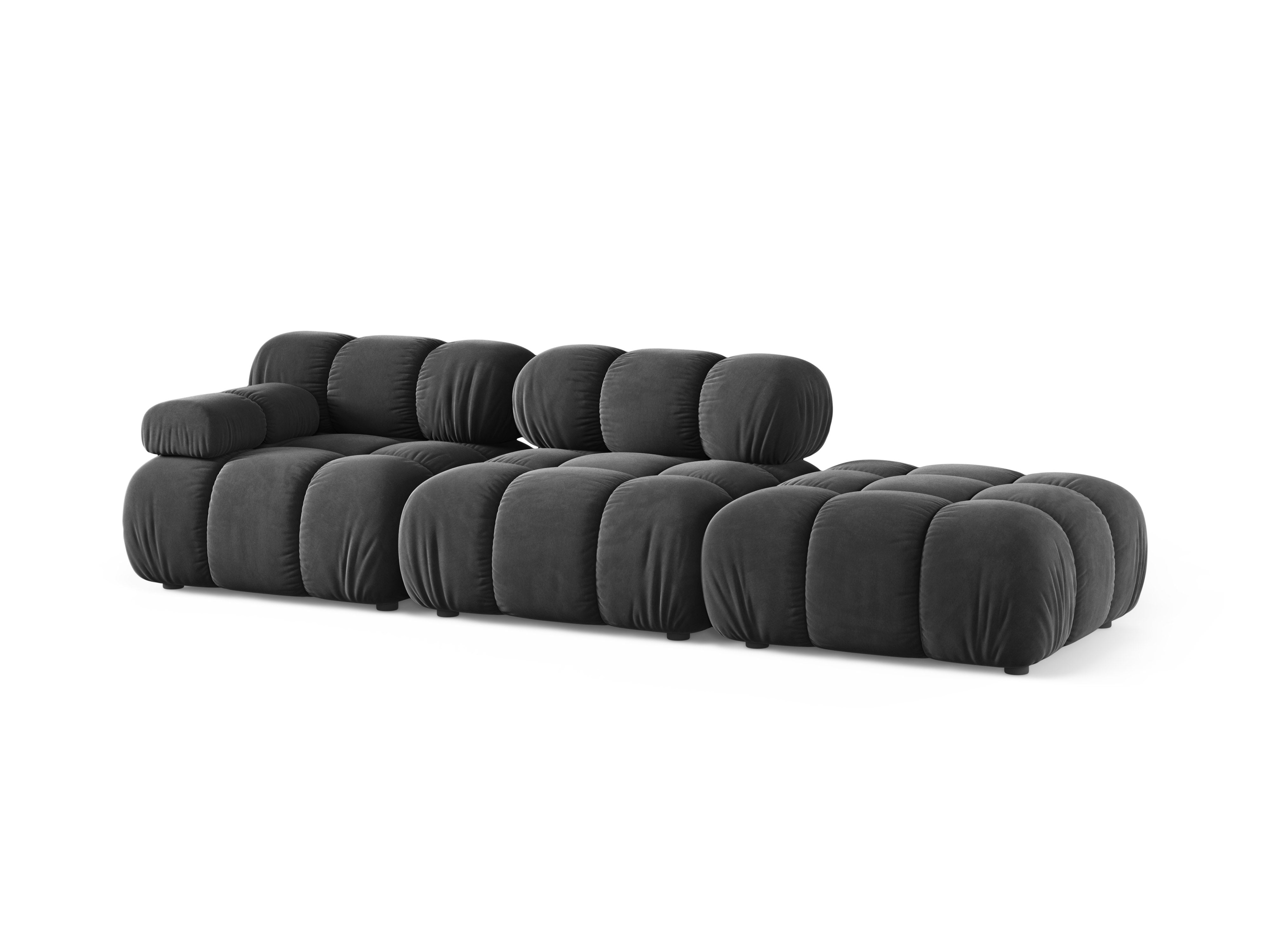 Sofa modułowa otwarta prawostronna BELLIS ciemnoszary welur