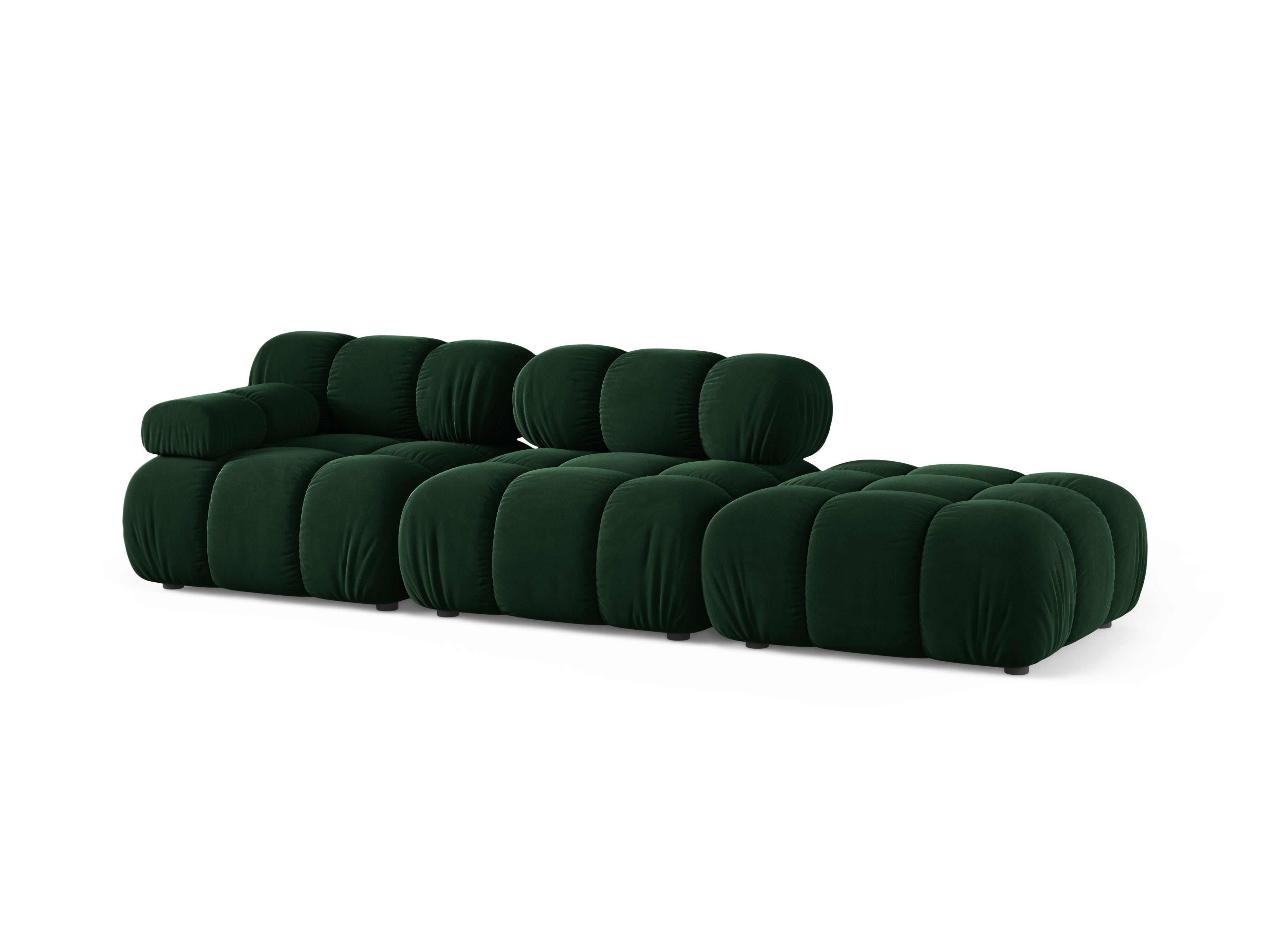 Sofa modułowa aksamitna otwarta prawostronna BELLIS butelkowy zielony