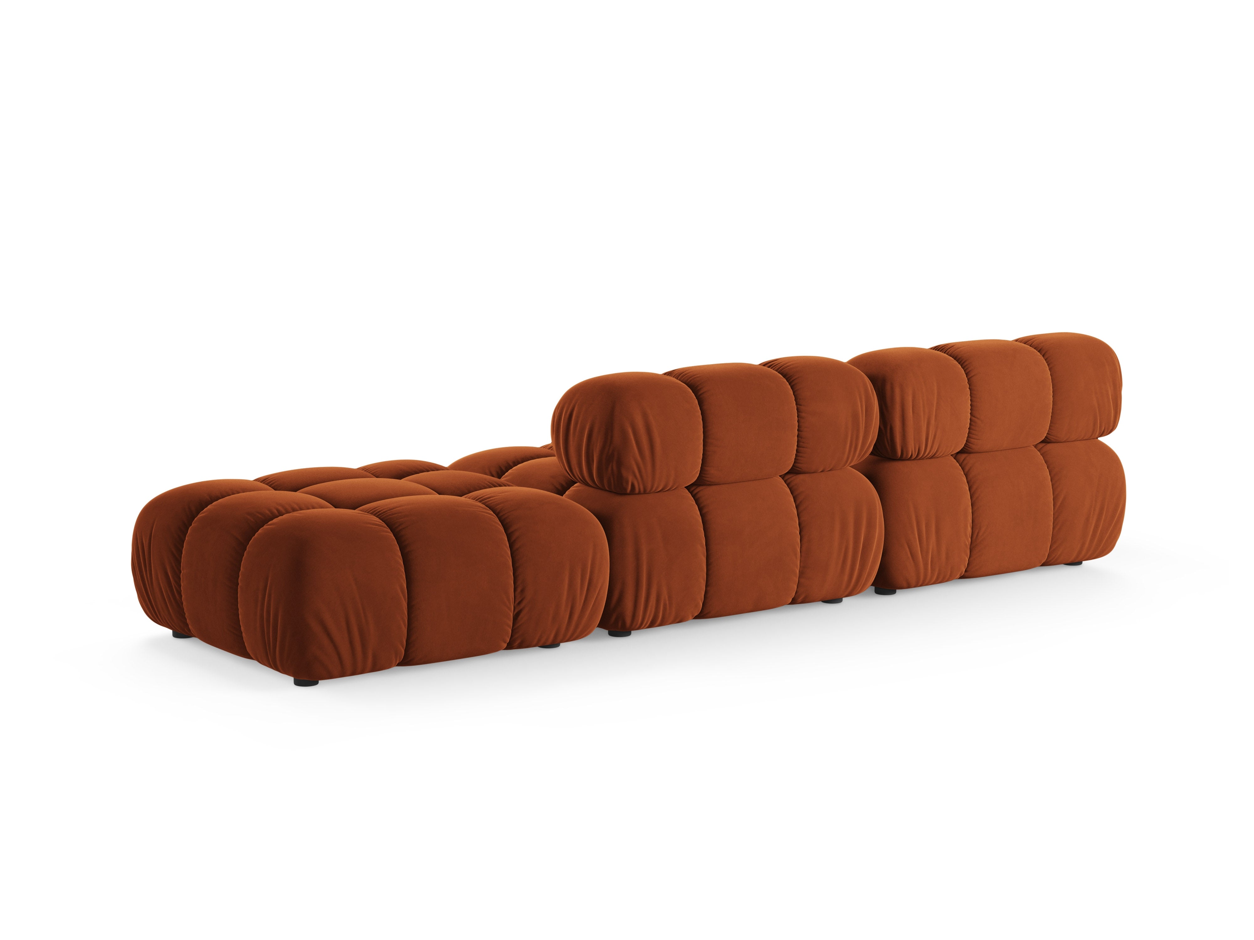 Sofa modułowa aksamitna otwarta prawostronna BELLIS ceglany