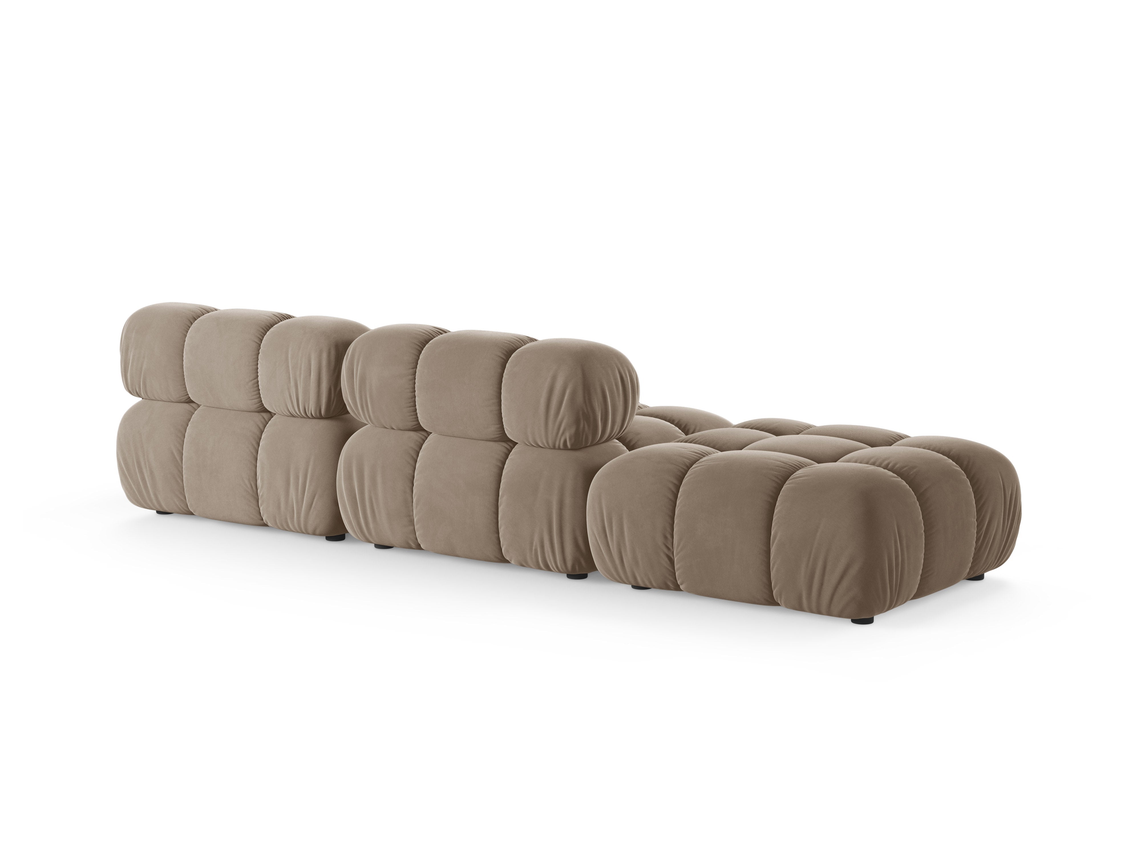 Cappuccino Left-Open Velvet Modular Sofa BELLIS