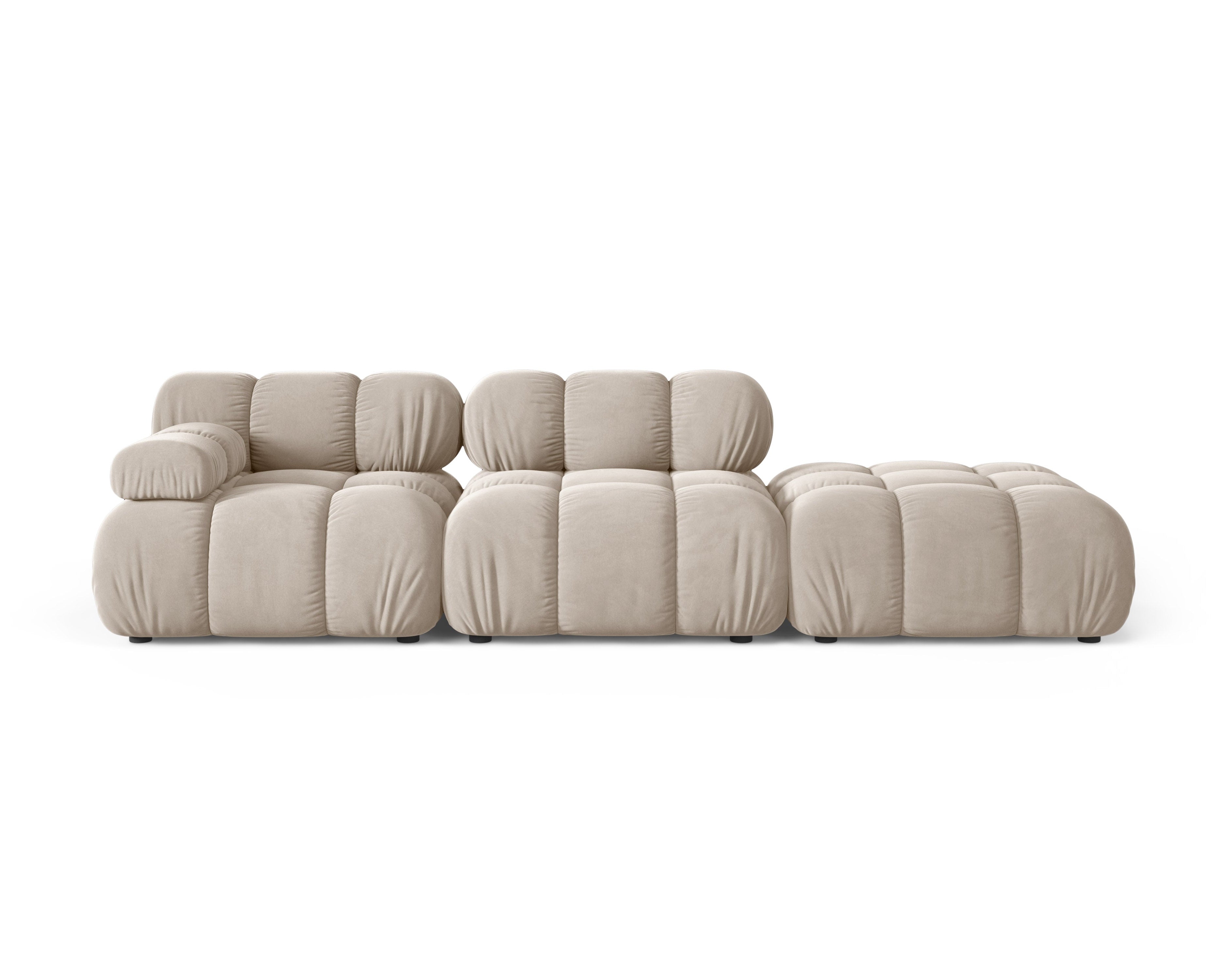 Sofa modułowa aksamitna otwarta prawostronna BELLIS beżowy