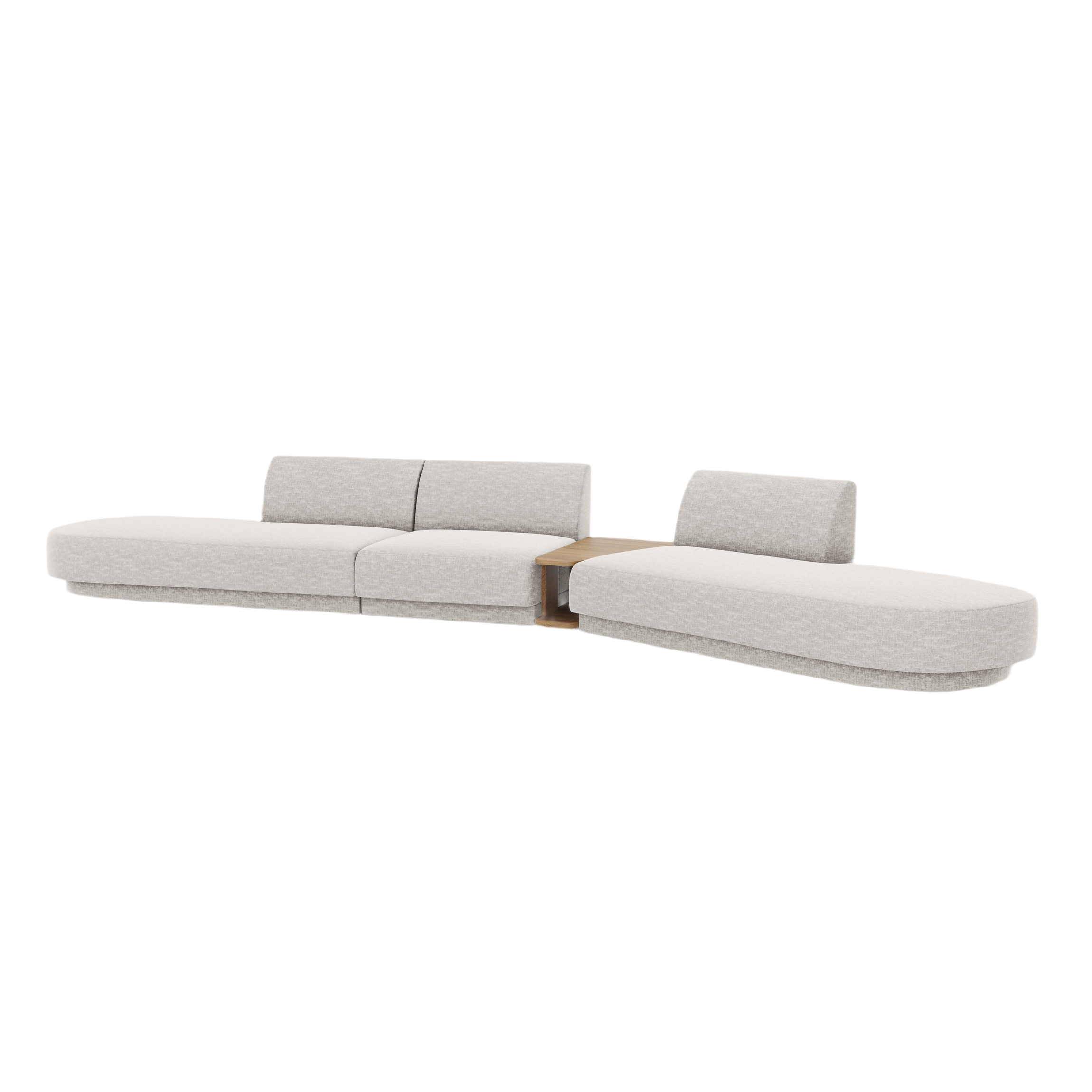 Right-facing modular sofa with table for 5 people MILEY light gray silky chenille