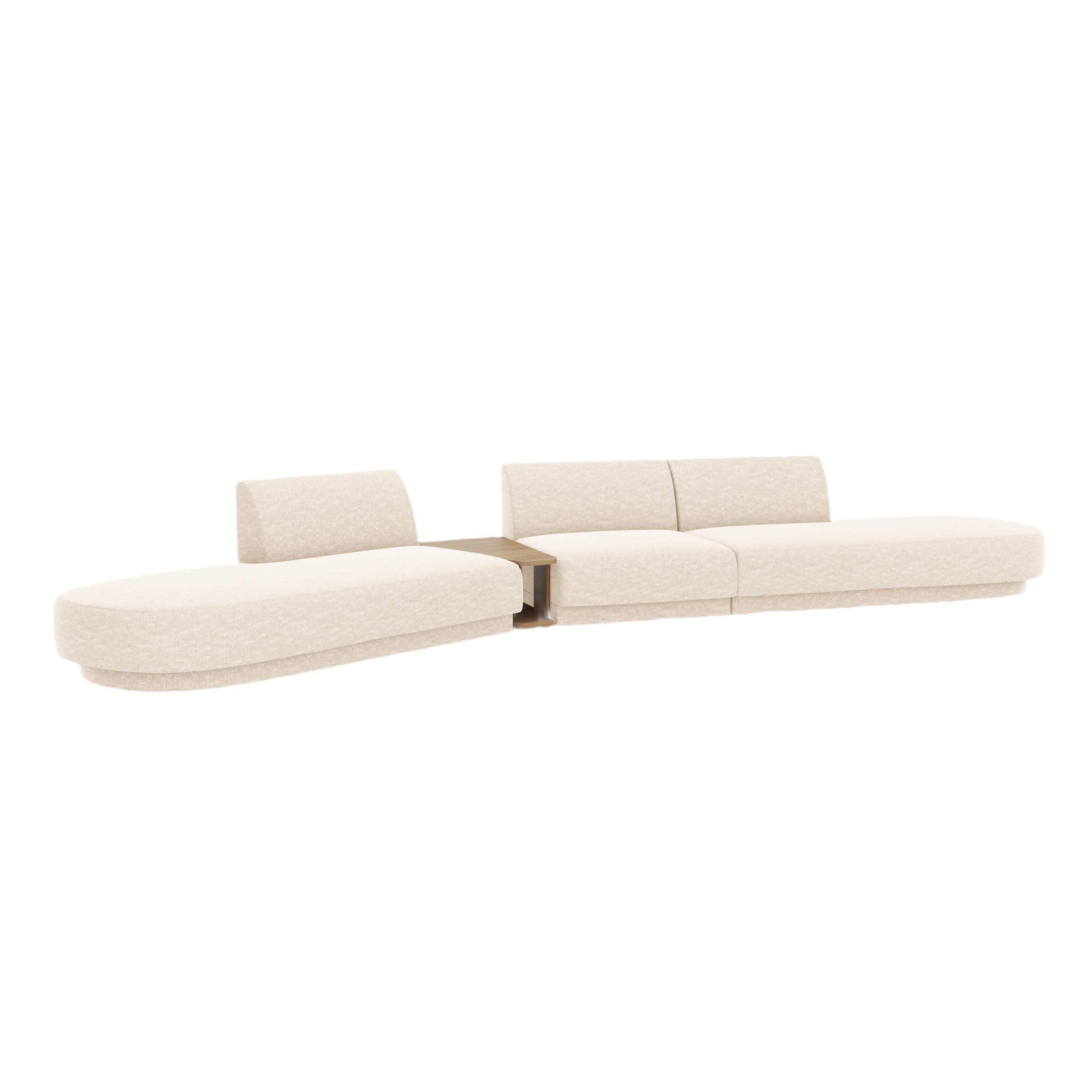 Left-facing modular sofa with table for 5 people MILEY ivory chenille