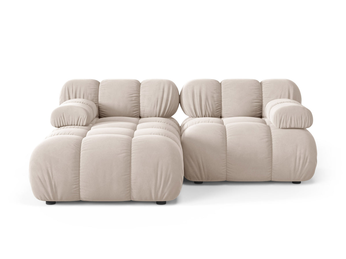 Left-facing 2-seater corner sofa BELLIS in light beige velvet